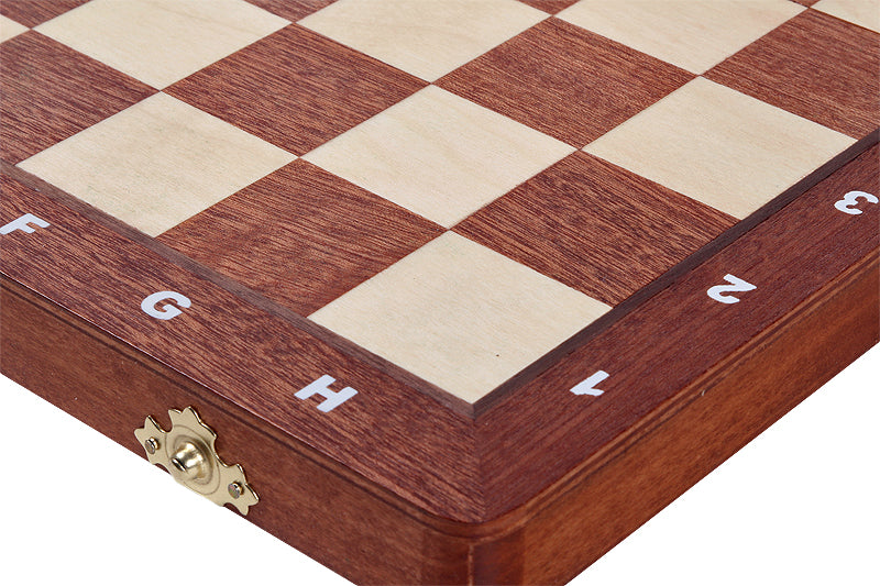 Echiquier pliant en marqueterie de bois d'acajou et de sycomore - coffret luxe de taille 4 (40x40cm) - Echiquier pliant en marqueterie de bois d'acajou et de sycomore - coffret luxe de taille 4 (40x40cm)