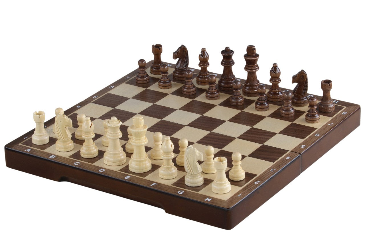 Jeu d'échecs MAGNETIQUE en bois de noyer, pliant, de petite taille (31 x 31cm) - Ensemble Complet - Jeu d'échecs MAGNETIQUE en bois de noyer, pliant, de petite taille (31 x 31cm) - Ensemble Complet