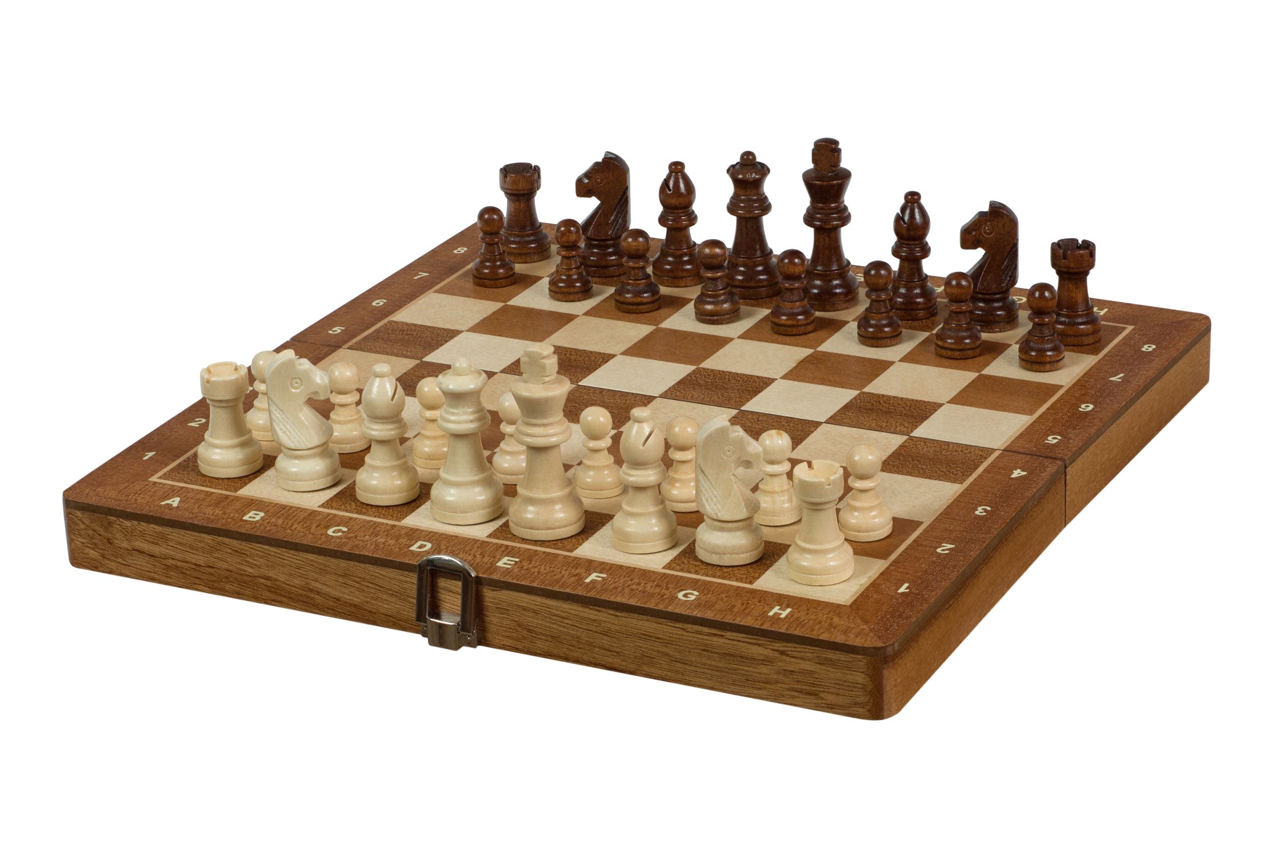 Jeu d'échecs MAGNETIQUE en bois d'acajou, pliant, de petite taille (31 x 31cm) - Ensemble Complet - Jeu d'échecs MAGNETIQUE en bois d'acajou, pliant, de petite taille (31 x 31cm) - Ensemble Complet