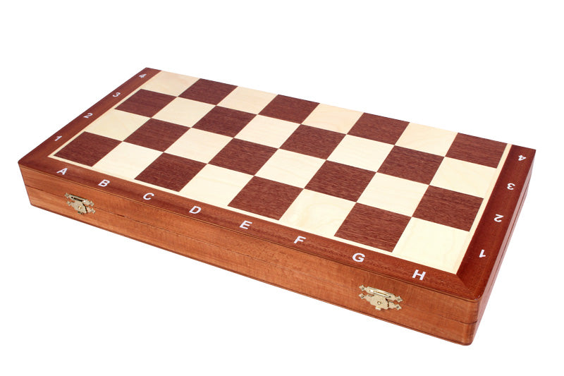 Jeu d'échecs DE TOURNOI No 6 en bois de charme avec l'échiquier en marqueterie de bois d'acajou et sycomore, de grande taille (54 x 54cm) - Ensemble Complet - Jeu d'échecs DE TOURNOI No 6 en bois de charme avec l'échiquier en marqueterie de bois d'acajou et sycomore, de grande taille (54 x 54cm) - Ensemble Complet