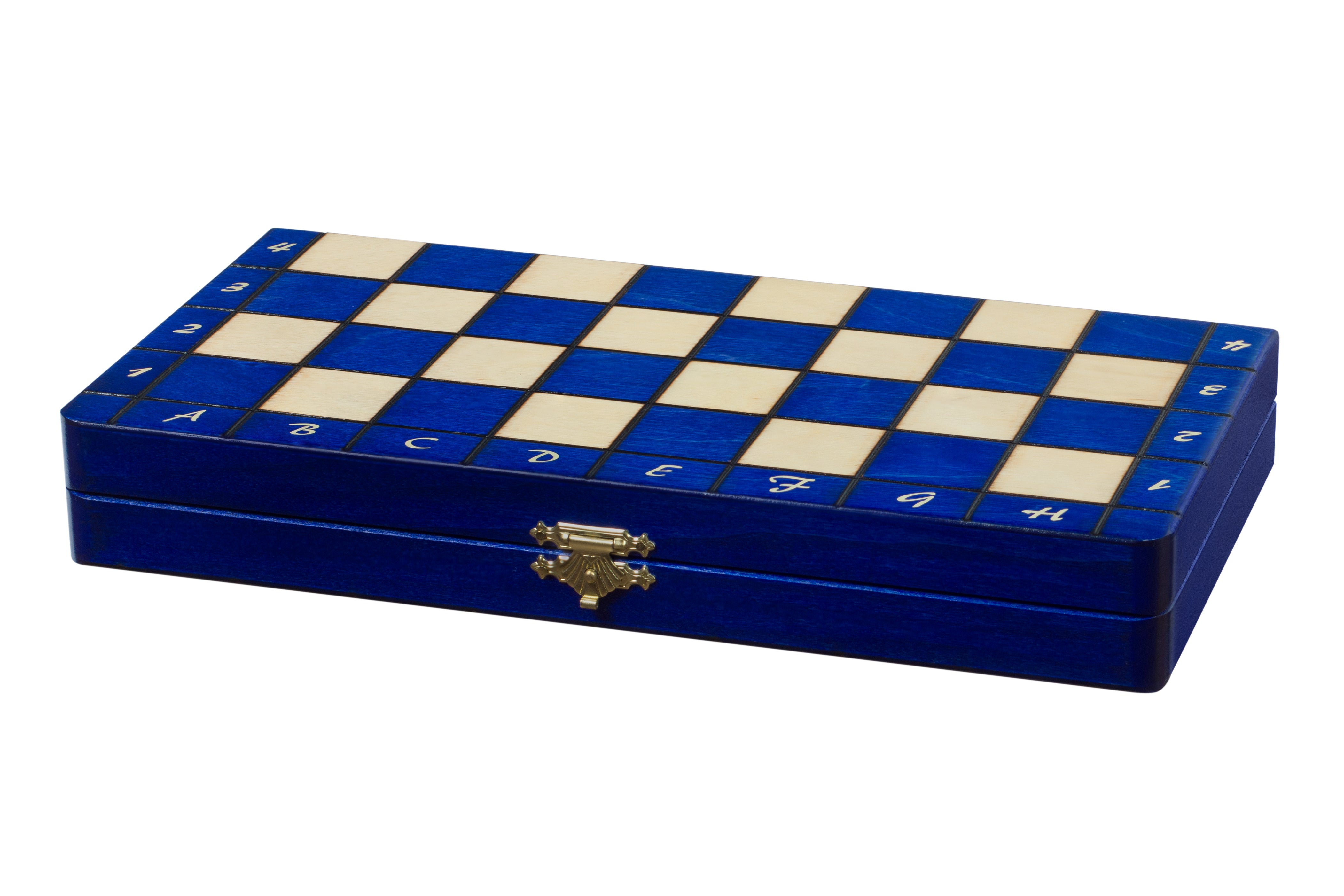 Jeu d'échecs MAGNETIQUE en bois de charme, pliant, de petite taille (28 x 28cm) - Ensemble Complet, couleur bleue - Jeu d'échecs MAGNETIQUE en bois de charme, pliant, de petite taille (28 x 28cm) - Ensemble Complet, couleur bleue