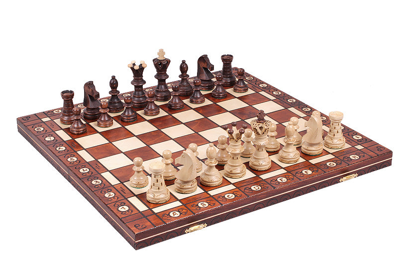 Jeu d'échecs AMBASSADEUR en bois de charme, de grande taille (54 x 54cm) - Ensemble Complet - Jeu d'échecs AMBASSADEUR en bois de charme, de grande taille (54 x 54cm) - Ensemble Complet