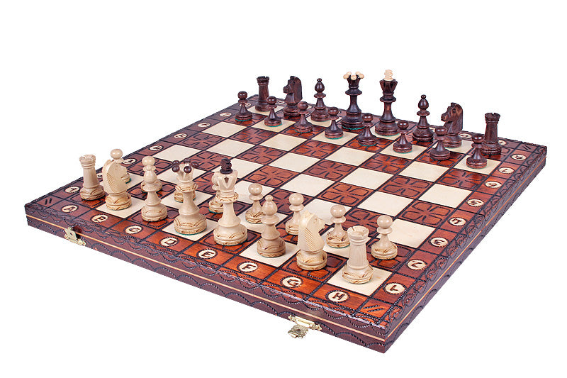 Jeu d'Echecs JUNIOR en bois de charme, de taille moyenne (42 x 42cm) - Ensemble Complet - Jeu d'Echecs JUNIOR en bois de charme, de taille moyenne (42 x 42cm) - Ensemble Complet