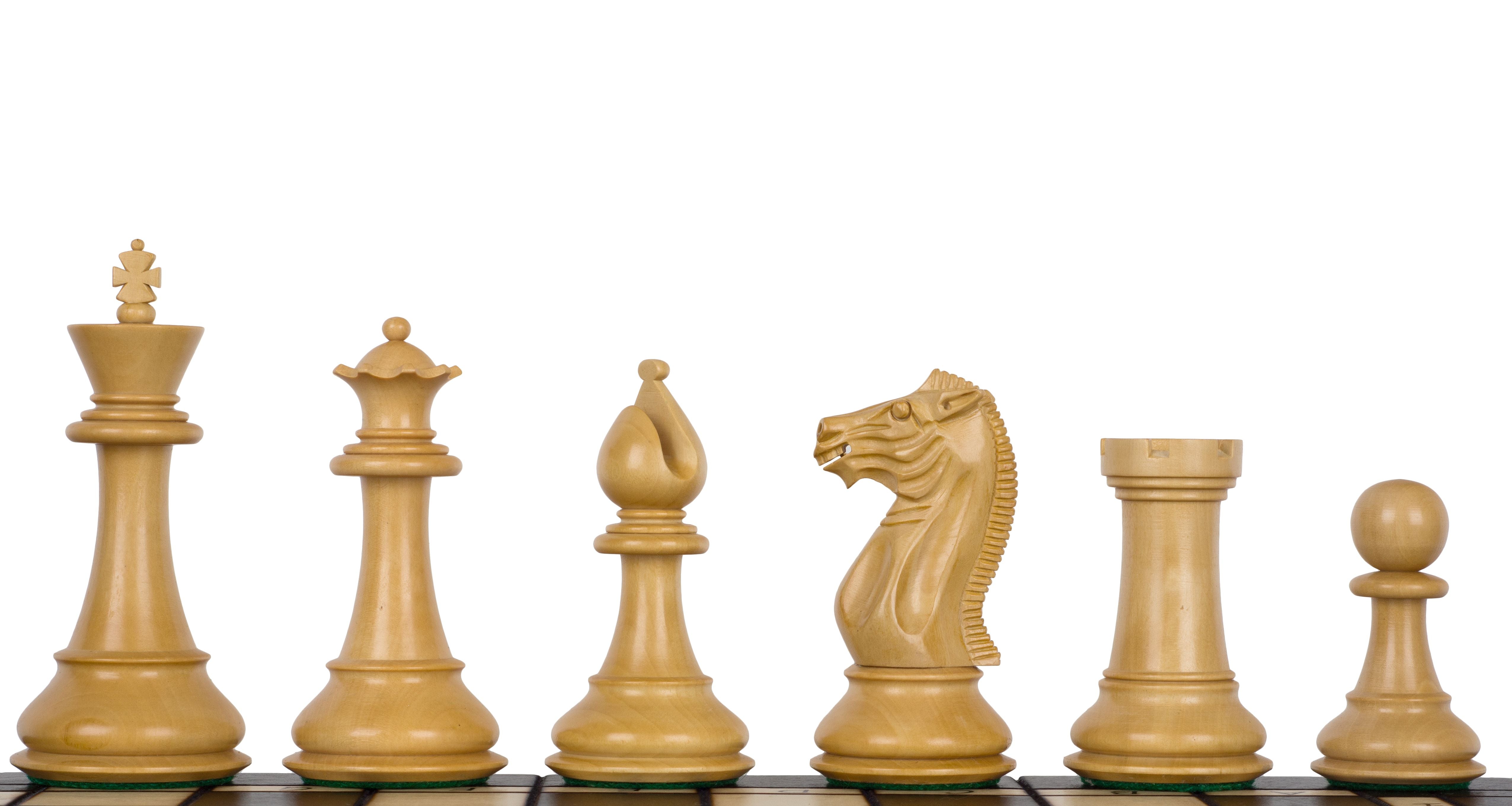 Pièces d'échecs Pershing en bois de padouk et de buis - Taille 4,25'' - Pièces d'échecs Pershing en bois de padouk et de buis - Taille 4,25''