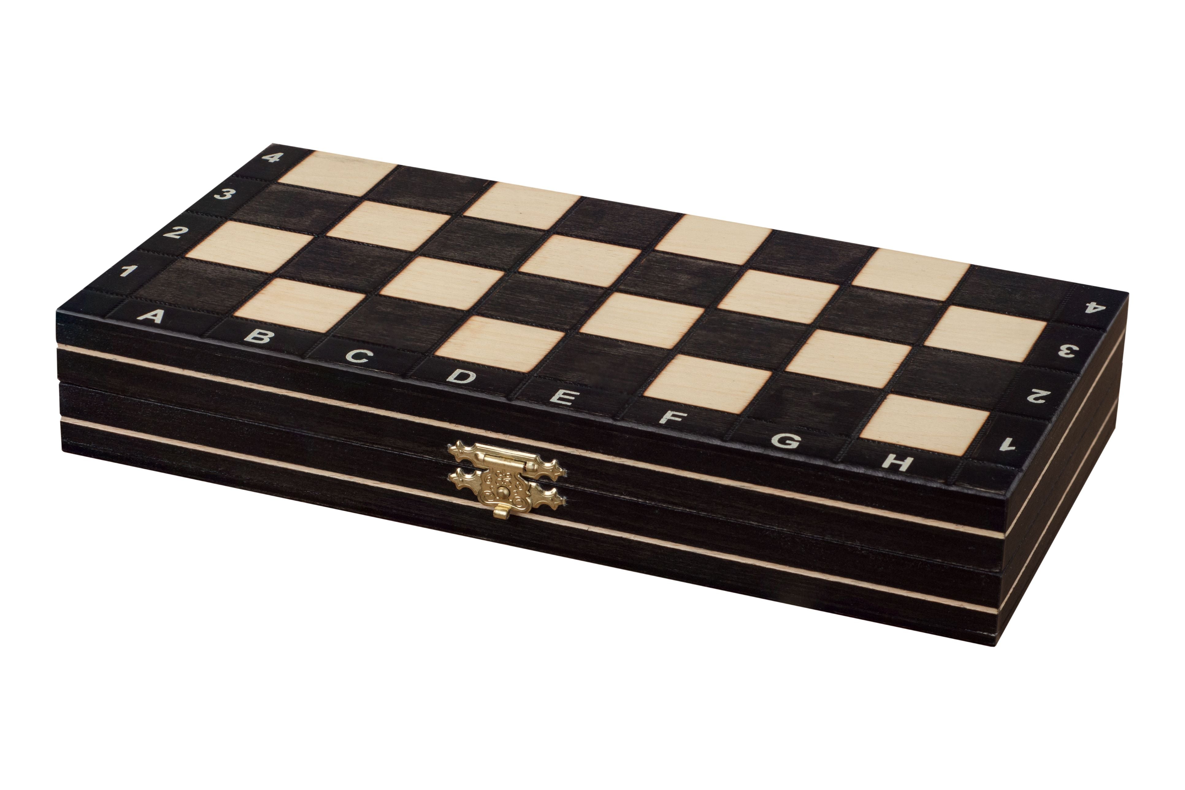 Jeu d'échecs MAGNETIQUE Noir pliant en bois de charme de petite taille (27 x 27cm) - Ensemble Complet - Jeu d'échecs MAGNETIQUE Noir pliant en bois de charme de petite taille (27 x 27cm) - Ensemble Complet