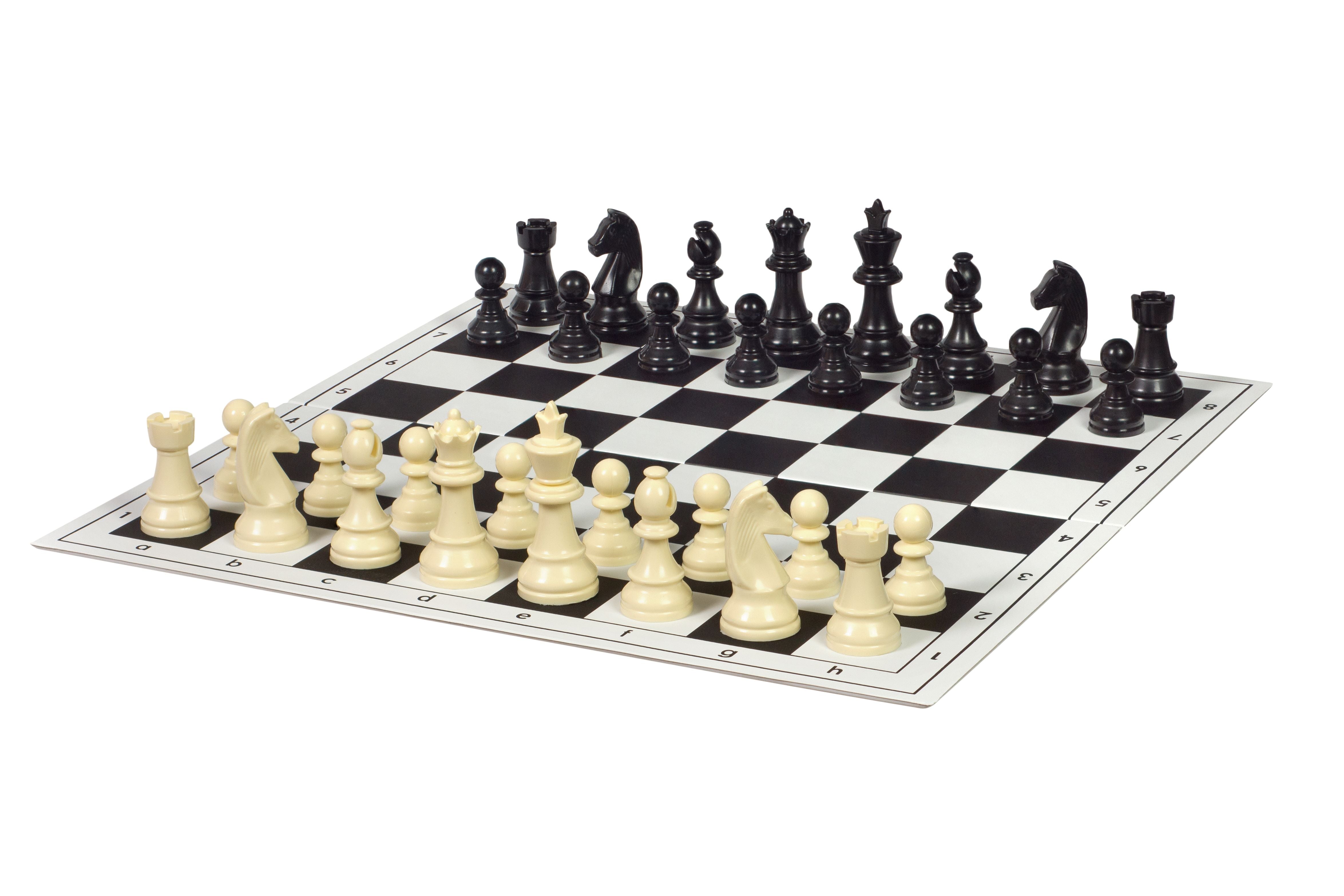 Pièces d'échecs en plastique Staunton, blanches et noires de taille 4+ (roi 85mm) - Pièces d'échecs en plastique Staunton, blanches et noires de taille 4+ (roi 85mm)