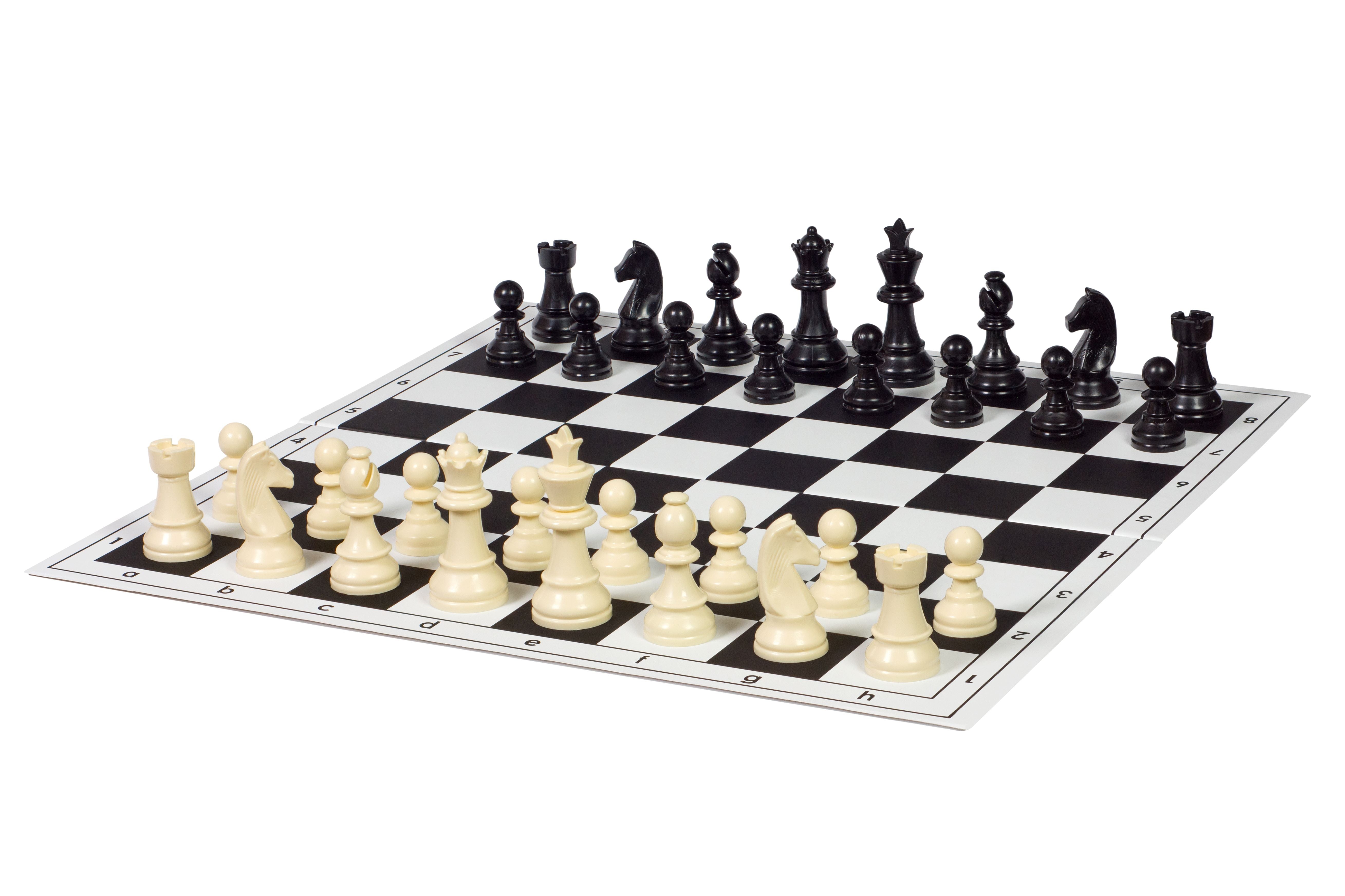Pièces d'échecs en plastique Staunton, noires et blanches de taille 6 (roi 95mm) - Pièces d'échecs en plastique Staunton, noires et blanches de taille 6 (roi 95mm)