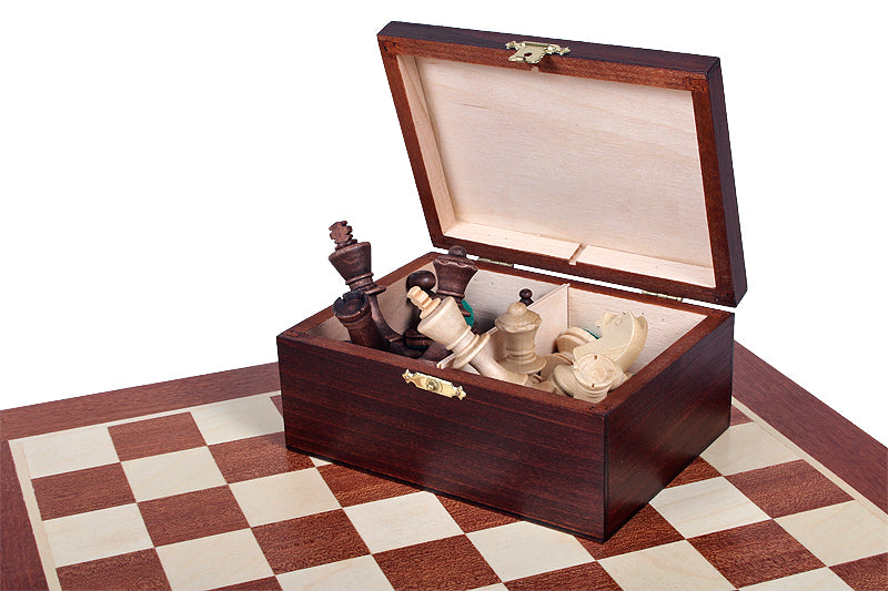 Les pièces d'échecs en bois STAUNTON de taille 7 avec la boîte de rangement en bois foncé - Les pièces d'échecs en bois STAUNTON de taille 7 avec la boîte de rangement en bois foncé
