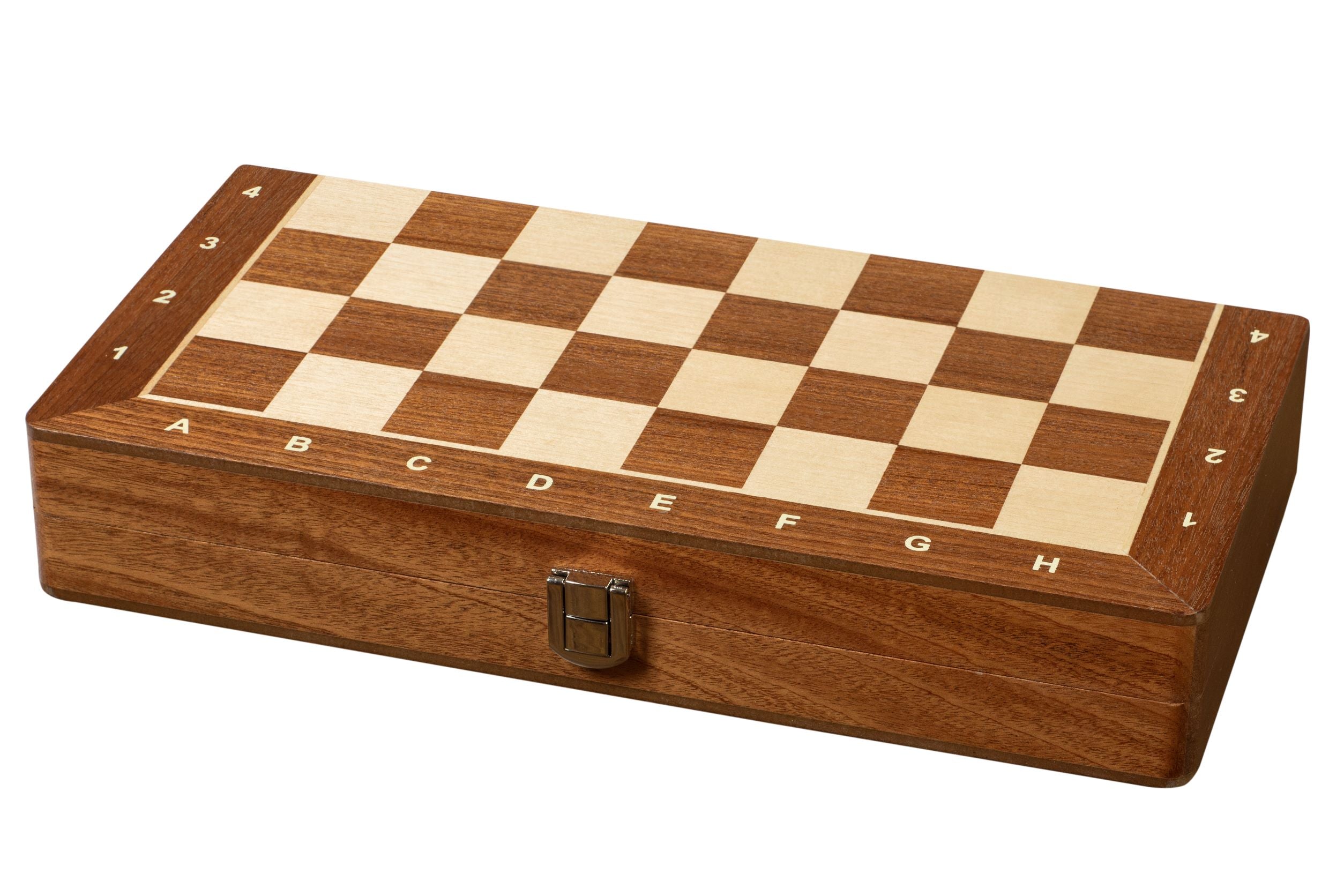 Jeu d'échecs pliant en marqueterie de bois d'acajou et d'érable - de taille 3 (30x30cm) - Jeu d'échecs pliant en marqueterie de bois d'acajou et d'érable - de taille 3 (30x30cm)