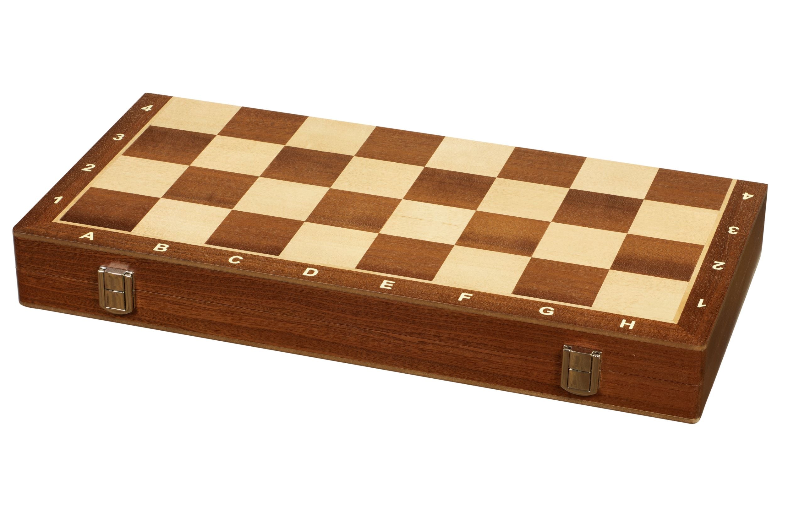 Jeu d'échecs pliant en marqueterie de bois d'acajou et d'érable - de taille 5 (45x45cm) - Jeu d'échecs pliant en marqueterie de bois d'acajou et d'érable - de taille 5 (45x45cm)