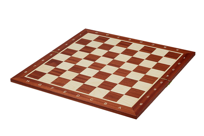 Echiquier pliant en marqueterie de bois d'acajou et sycomore - plateau pliant de Taille 6 avec coordonnées - Echiquier pliant en marqueterie de bois d'acajou et sycomore - plateau pliant de Taille 6 avec coordonnées