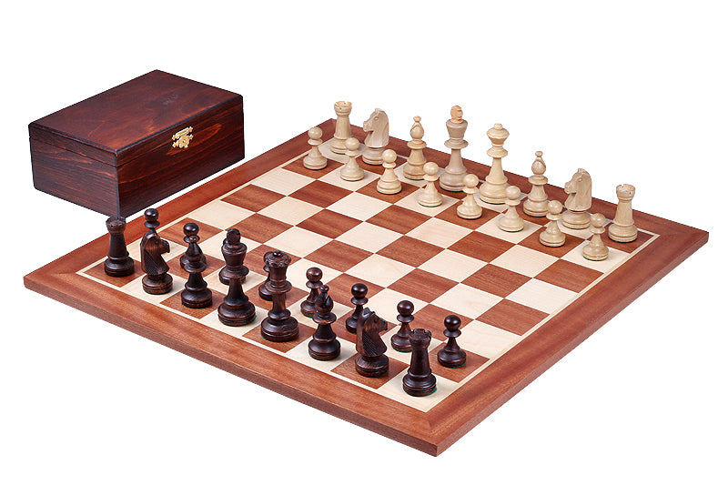 Les pièces d'échecs en bois STAUNTON de taille 5 avec la boîte de rangement en bois claire - Les pièces d'échecs en bois STAUNTON de taille 5 avec la boîte de rangement en bois claire