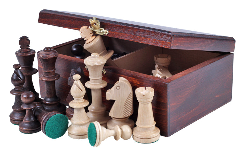 Boîte de rangement en bois foncé pour pièces d'échecs de taille 4 (un roi de 78-80 mm) - Boîte de rangement en bois foncé pour pièces d'échecs de taille 4 (un roi de 78-80 mm)