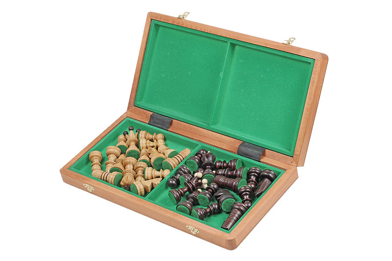 Jeu d'échecs PERLE en bois de charme avec échiquier en marqueterie de bois d'acajou et sysomore, de grande taille (41 x 41cm) - Ensemble Complet - Jeu d'échecs PERLE en bois de charme avec échiquier en marqueterie de bois d'acajou et sysomore, de grande taille (41 x 41cm) - Ensemble Complet