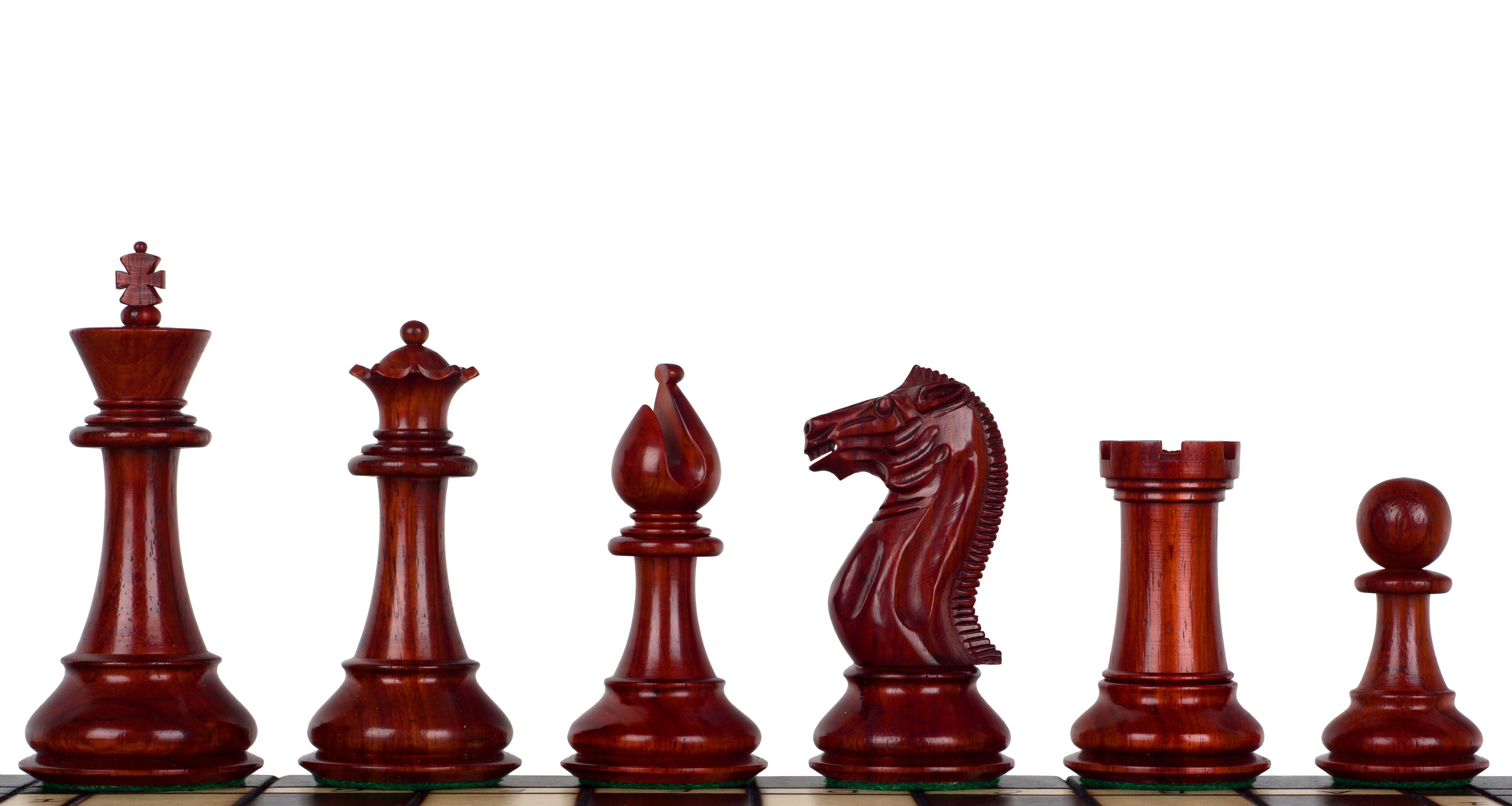 Pièces d'échecs Pershing en bois de padouk et de buis - Taille 4,25'' - Pièces d'échecs Pershing en bois de padouk et de buis - Taille 4,25''