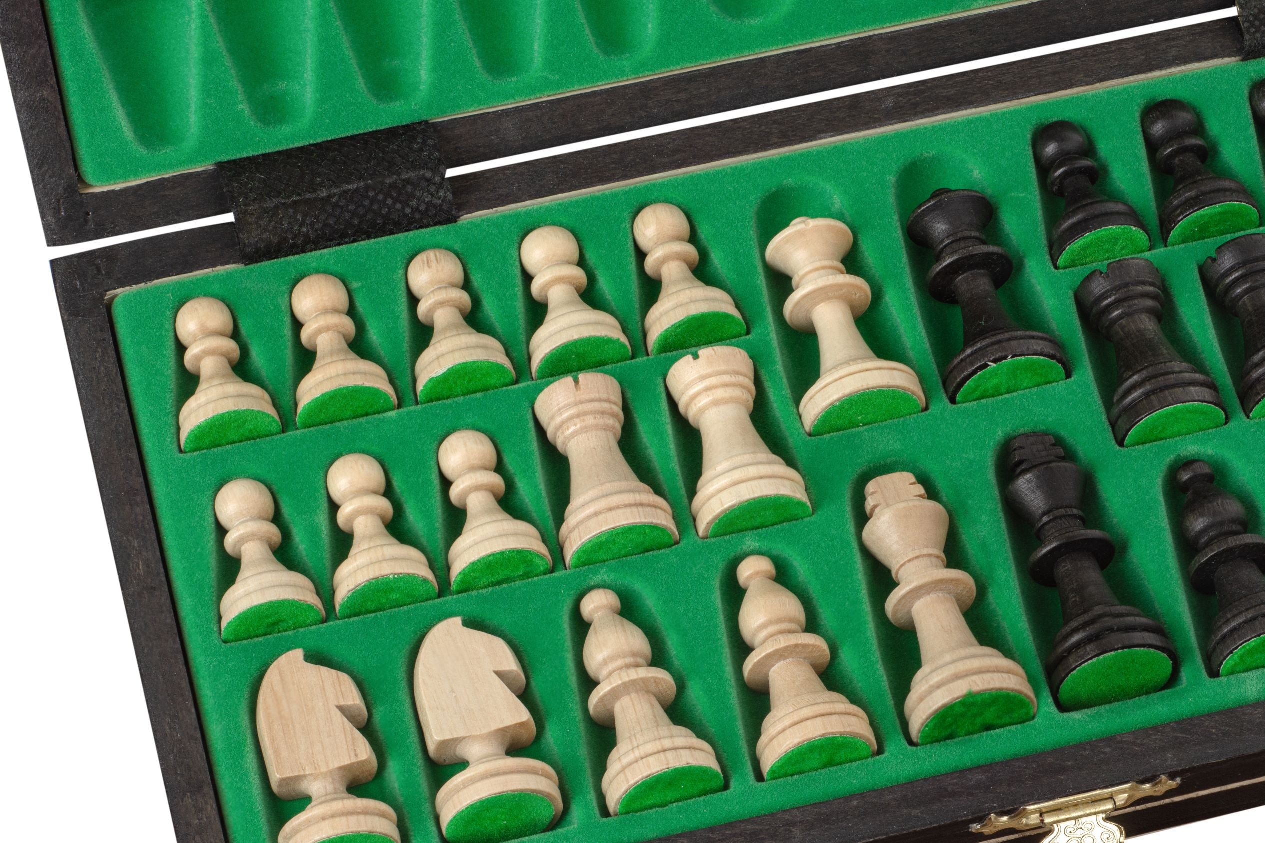 Jeu d'échecs MAGNETIQUE Noir pliant en bois de charme de petite taille (27 x 27cm) - Ensemble Complet - Jeu d'échecs MAGNETIQUE Noir pliant en bois de charme de petite taille (27 x 27cm) - Ensemble Complet