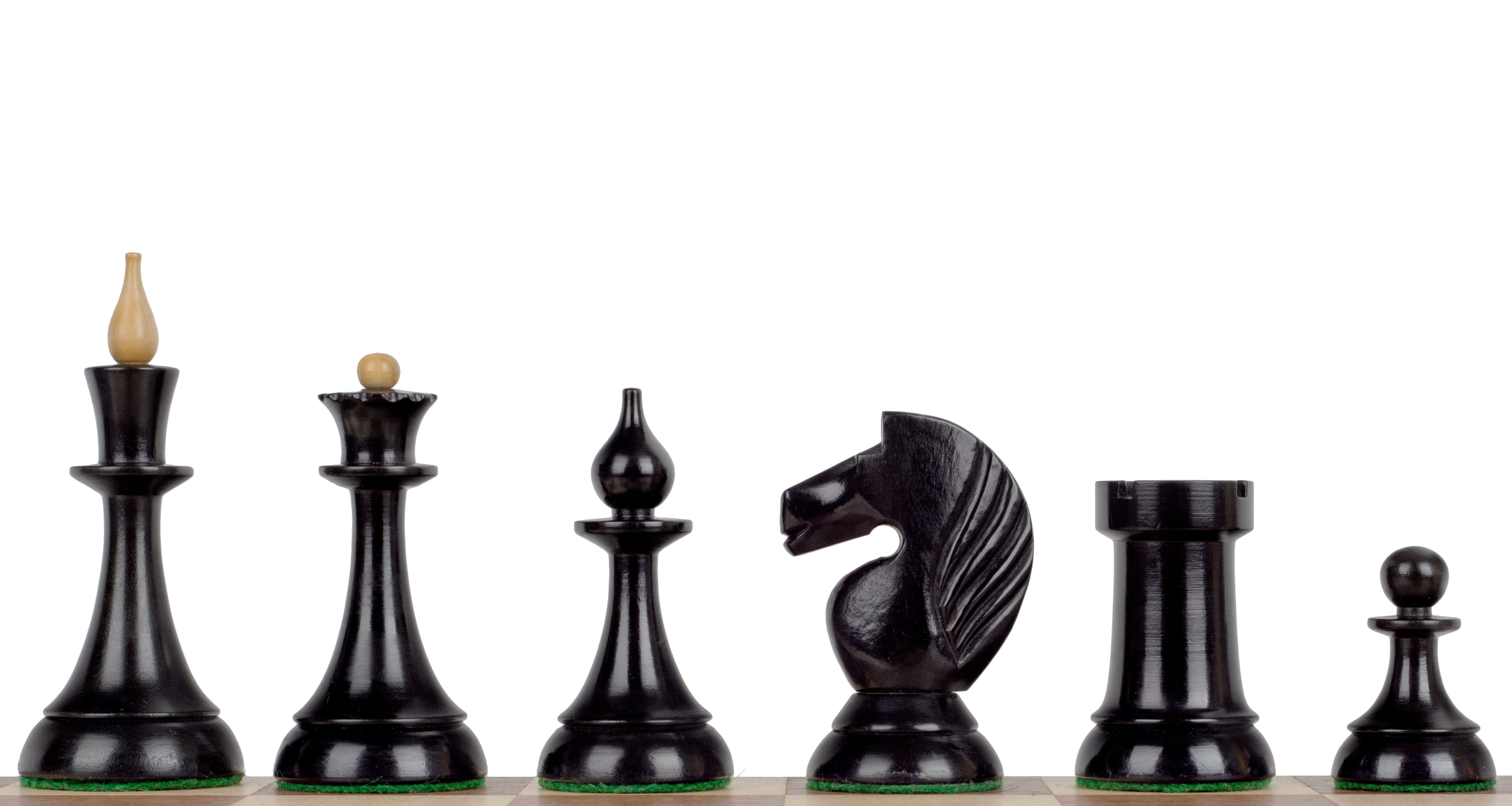 Pièces d'échecs Gambit de la Reine 1957 Ebony en bois d'ébène et buis - Taille 4,00'' - Pièces d'échecs Gambit de la Reine 1957 Ebony en bois d'ébène et buis - Taille 4,00''