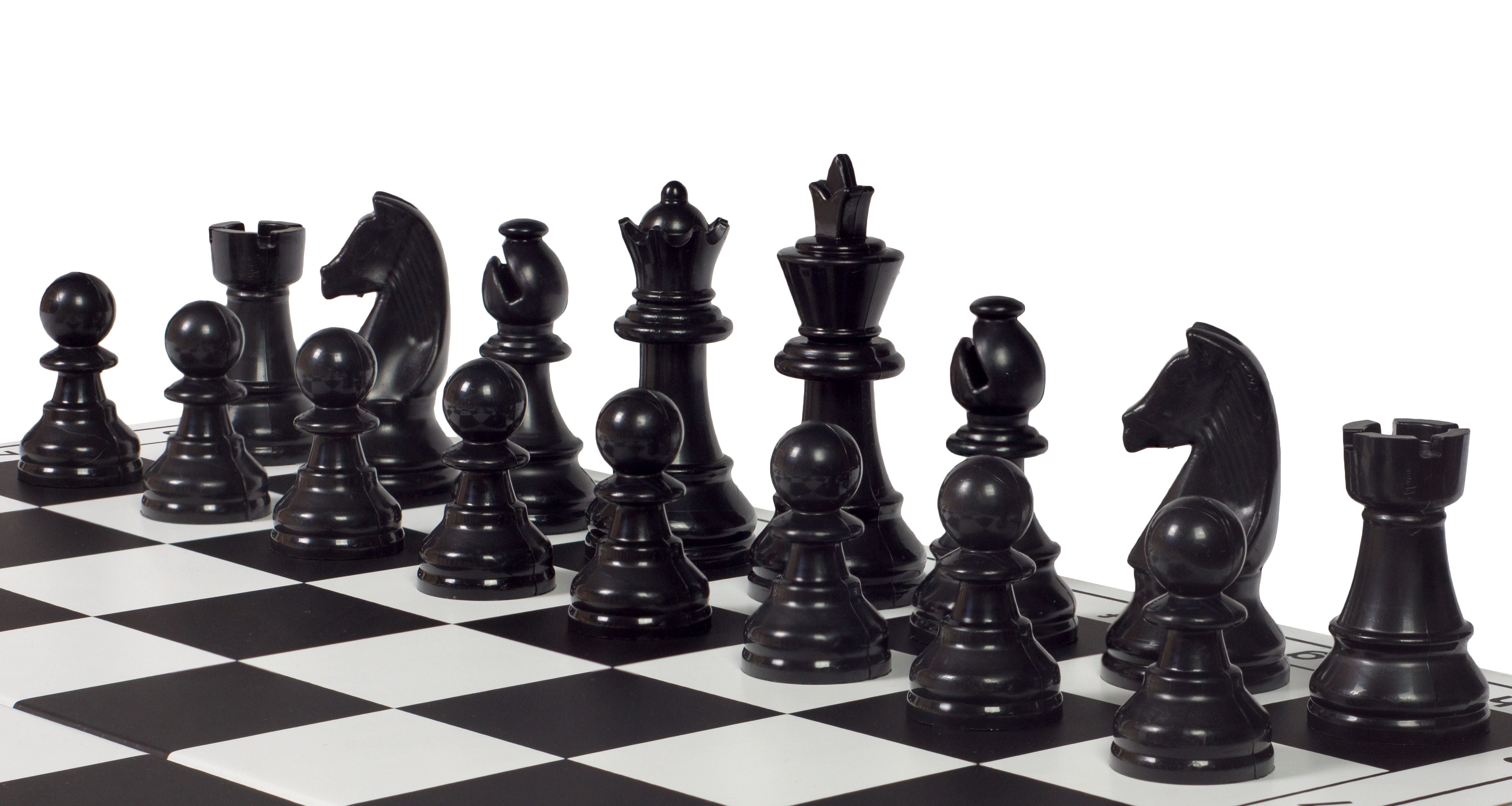 Pièces d'échecs en plastique Staunton, blanches et noires de taille 4+ (roi 85mm) - Pièces d'échecs en plastique Staunton, blanches et noires de taille 4+ (roi 85mm)