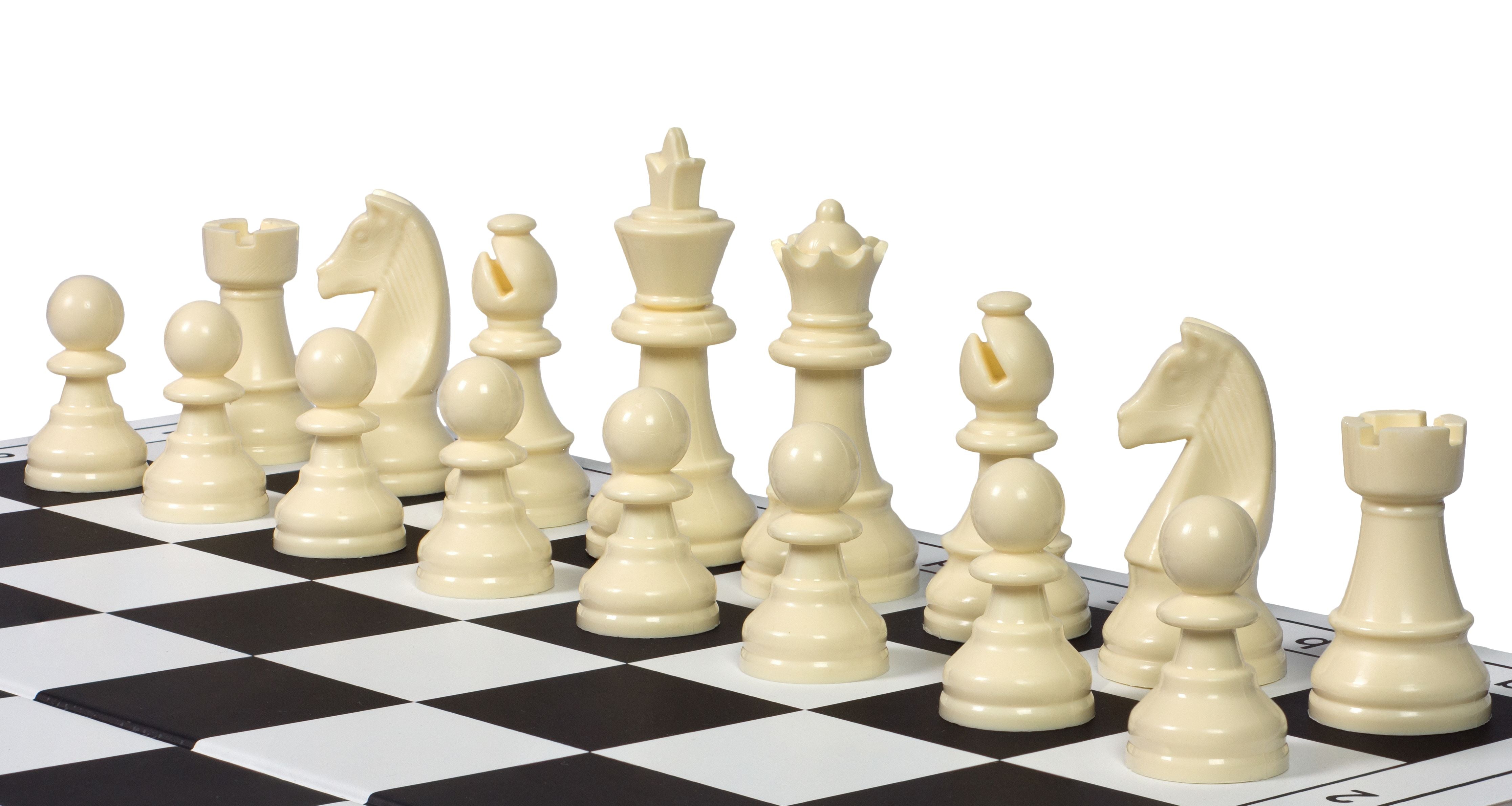 Pièces d'échecs en plastique Staunton, blanches et noires de taille 4+ (roi 85mm) - Pièces d'échecs en plastique Staunton, blanches et noires de taille 4+ (roi 85mm)