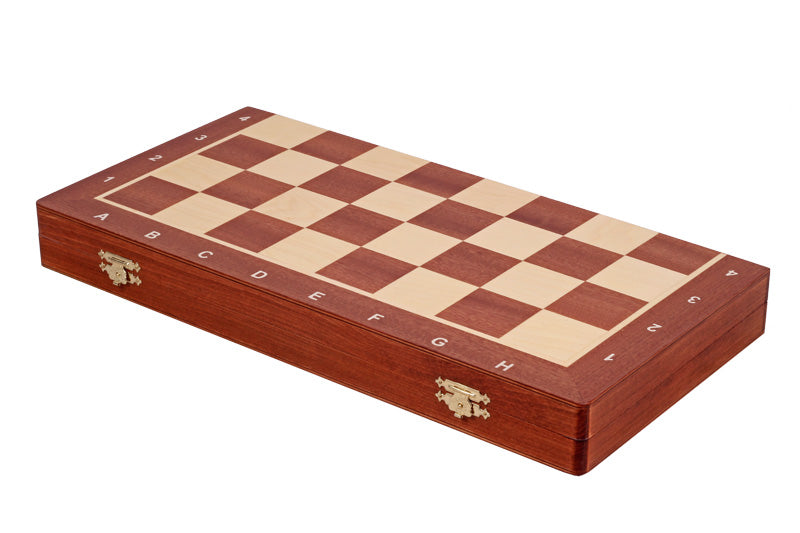 Jeu d'échecs DE TOURNOI No 5 en bois de charme avec l'échiquier en marqueterie de bois d'acajou et sycomore, de taille 5 (48 x 48cm) - Ensemble Complet - Jeu d'échecs DE TOURNOI No 5 en bois de charme avec l'échiquier en marqueterie de bois d'acajou et sycomore, de taille 5 (48 x 48cm) - Ensemble Complet