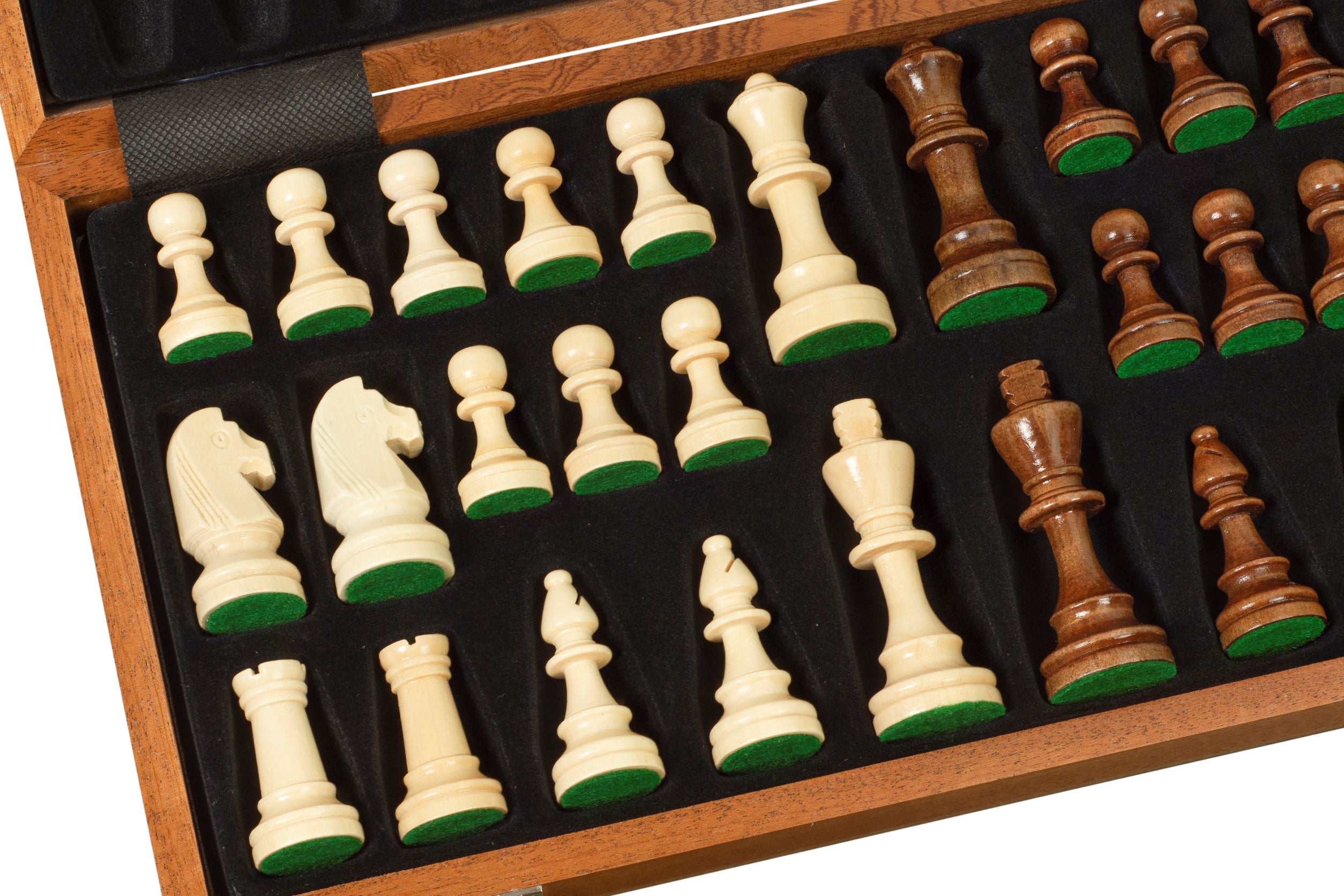Jeu d'échecs pliant en marqueterie de bois d'acajou et d'érable - de taille 4 (38x38cm) - Jeu d'échecs pliant en marqueterie de bois d'acajou et d'érable - de taille 4 (38x38cm)