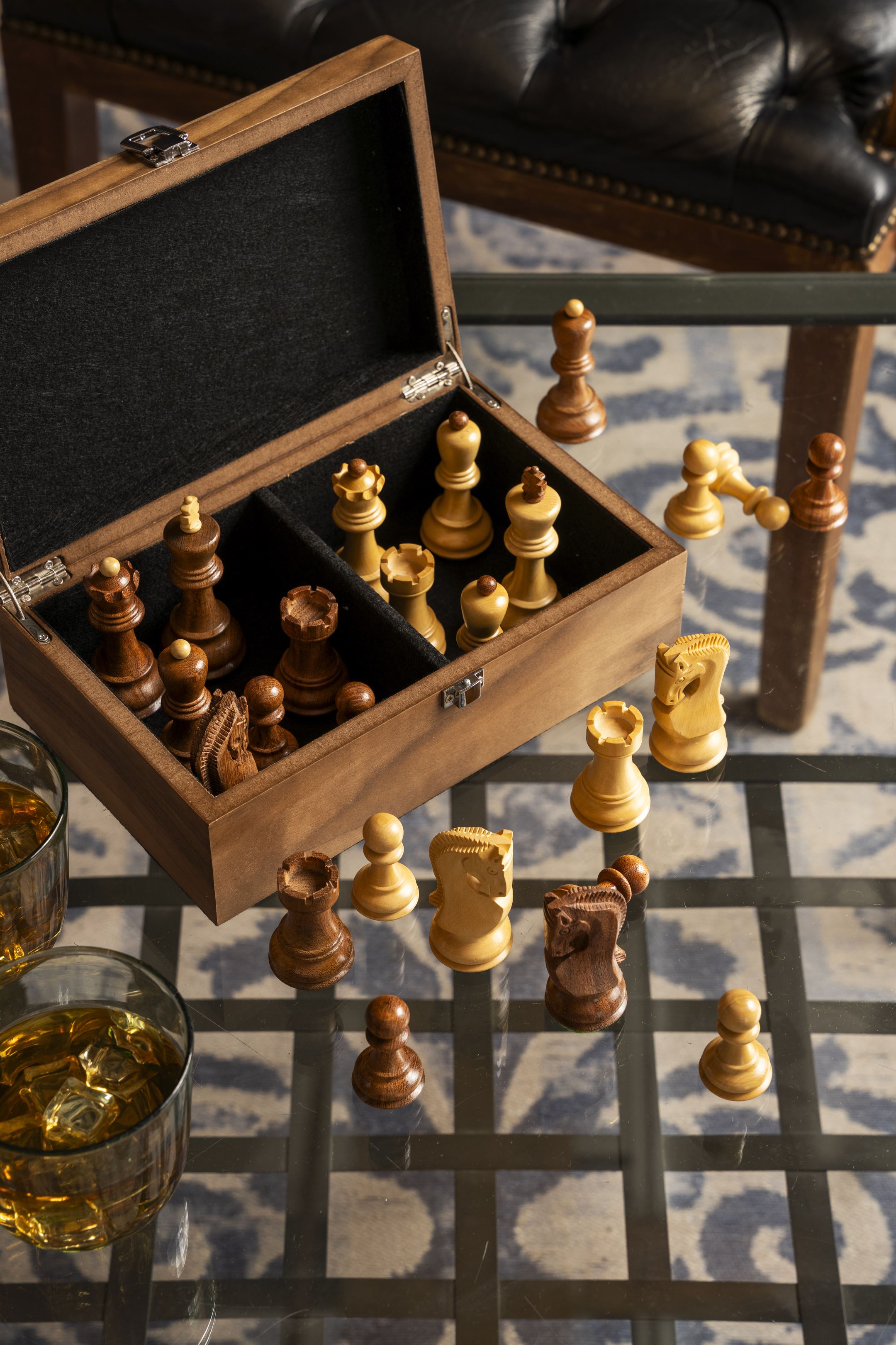 Pièces d'échecs Zagreb en bois d'acacia et de buis - Taille 3,50'' - Pièces d'échecs Zagreb en bois d'acacia et de buis - Taille 3,50''