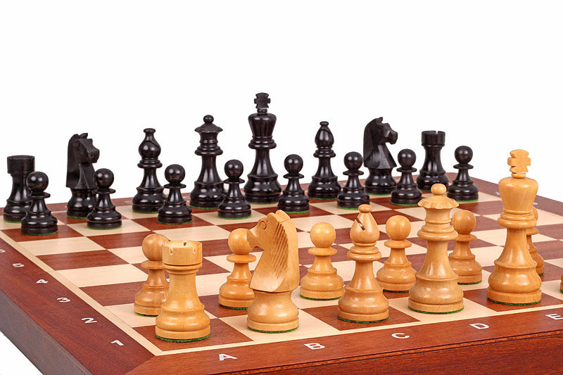 Jeu d'échecs de tournoi avec les pièces German Knight en bois de buis de taille 5 (48x48cm) - L'ensemble complet - Jeu d'échecs de tournoi avec les pièces German Knight en bois de buis de taille 5 (48x48cm) - L'ensemble complet