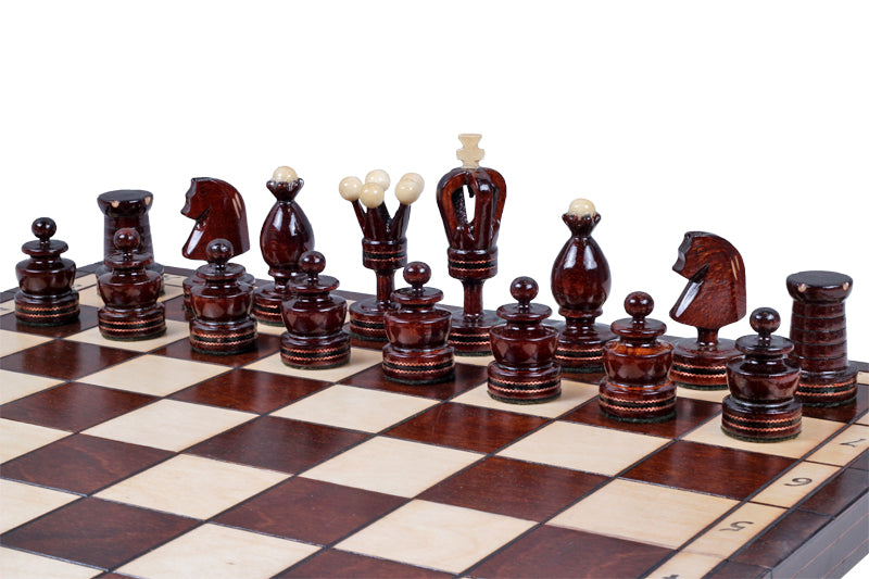 Jeu d'Echecs ROYAL avec incrustations en laiton, en bois bois de sycomore, de grande taille (49 x 49cm) - Ensemble Complet - Jeu d'Echecs ROYAL avec incrustations en laiton, en bois bois de sycomore, de grande taille (49 x 49cm) - Ensemble Complet