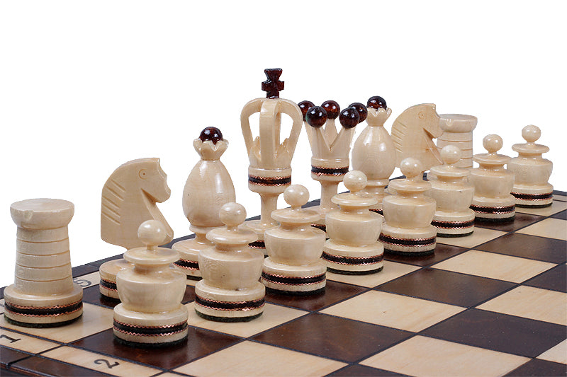 Jeu d'Echecs ROYAL avec incrustations en laiton, en bois bois de sycomore, de grande taille (49 x 49cm) - Ensemble Complet - Jeu d'Echecs ROYAL avec incrustations en laiton, en bois bois de sycomore, de grande taille (49 x 49cm) - Ensemble Complet