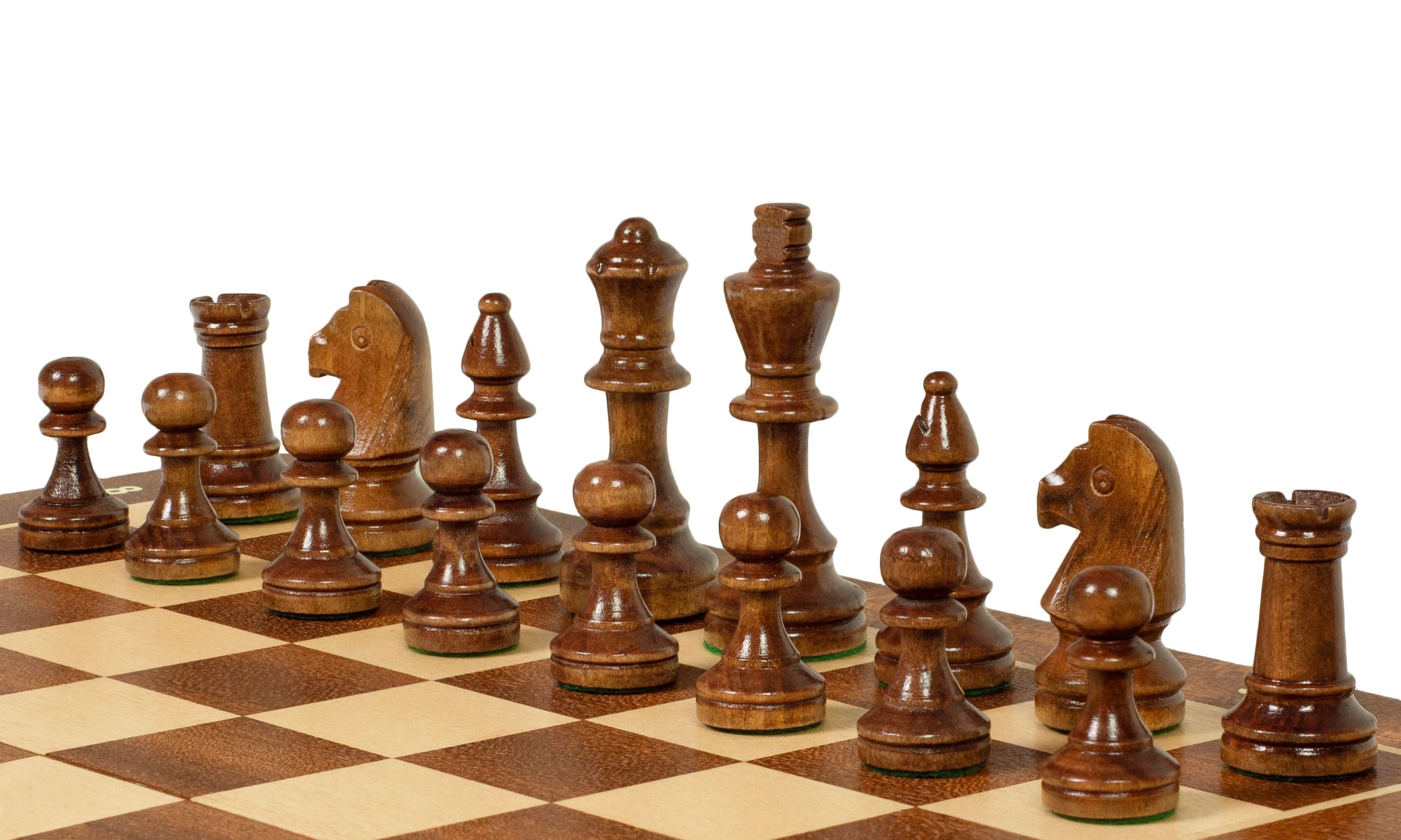 Jeu d'échecs pliant en marqueterie de bois d'acajou et d'érable - de taille 4 (38x38cm) - Jeu d'échecs pliant en marqueterie de bois d'acajou et d'érable - de taille 4 (38x38cm)