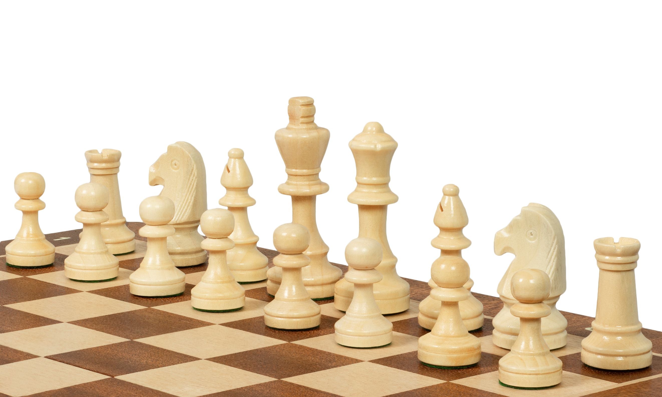 Jeu d'échecs pliant en marqueterie de bois d'acajou et d'érable - de taille 4 (38x38cm) - Jeu d'échecs pliant en marqueterie de bois d'acajou et d'érable - de taille 4 (38x38cm)