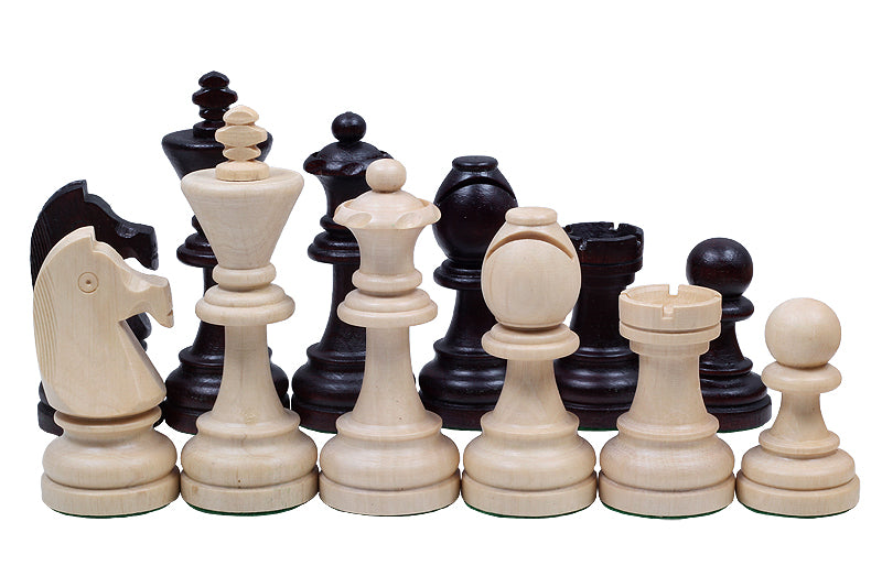 Jeu d'échecs DE TOURNOI No 7 en bois de charme avec l'échiquier en marqueterie de bois d'acajou et sycomore, de grande taille (50 x 50cm) - Ensemble Complet - Jeu d'échecs DE TOURNOI No 7 en bois de charme avec l'échiquier en marqueterie de bois d'acajou et sycomore, de grande taille (50 x 50cm) - Ensemble Complet