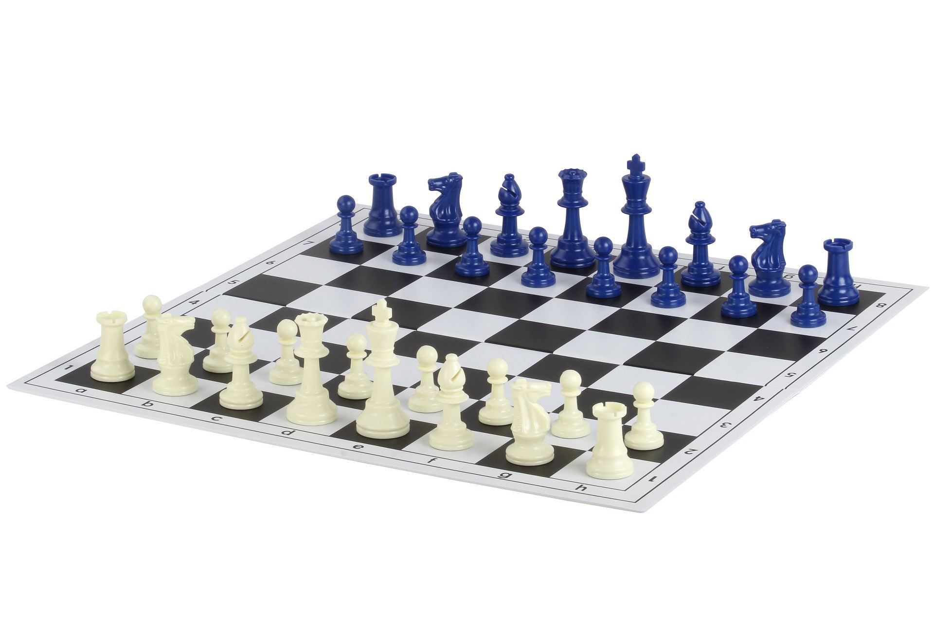 Pièces d'échecs bleues en plastique feutrées de taille 6 - Pièces d'échecs bleues en plastique feutrées de taille 6
