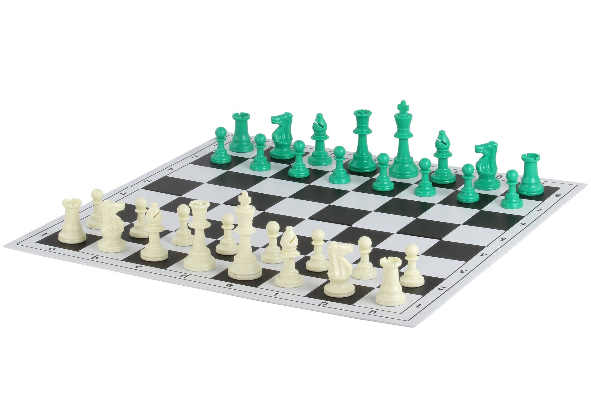 Pièces d'échecs vertes en plastique feutrées de taille 6 - Pièces d'échecs vertes en plastique feutrées de taille 6