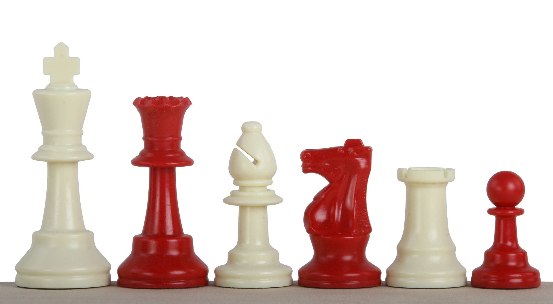 Pièces d'échecs rouges en plastique feutrées de taille 6 - Pièces d'échecs rouges en plastique feutrées de taille 6
