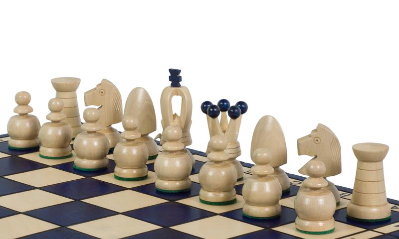 Jeu d'Echecs ROYAL Blue en bois de charme, de grande taille (44 x 44cm) - Ensemble Complet - Jeu d'Echecs ROYAL Blue en bois de charme, de grande taille (44 x 44cm) - Ensemble Complet
