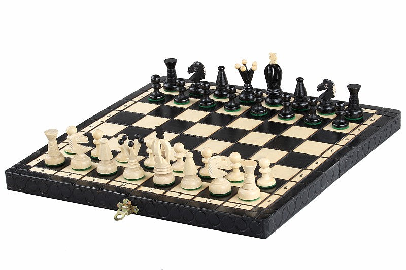Jeu d'Echecs ROYAL Black en bois de charme, de taille moyenne (34 x 34cm) - Ensemble Complet noir - Jeu d'Echecs ROYAL Black en bois de charme, de taille moyenne (34 x 34cm) - Ensemble Complet noir