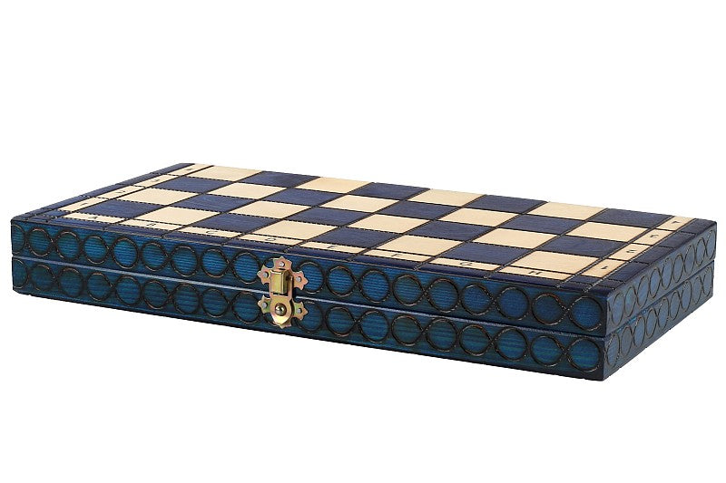 Jeu d'Echecs ROYAL Bleu en bois de charme, de taille moyenne (34 x 34cm) - Ensemble Complet - Jeu d'Echecs ROYAL Bleu en bois de charme, de taille moyenne (34 x 34cm) - Ensemble Complet