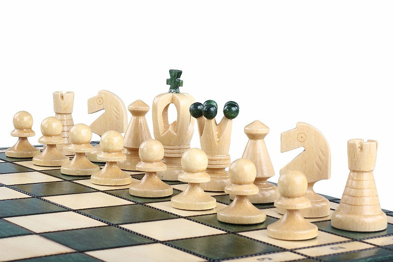 Jeu d'Echecs ROYAL Green en bois de charme, de taille moyenne (34 x 34cm) - Ensemble Complet - Jeu d'Echecs ROYAL Green en bois de charme, de taille moyenne (34 x 34cm) - Ensemble Complet