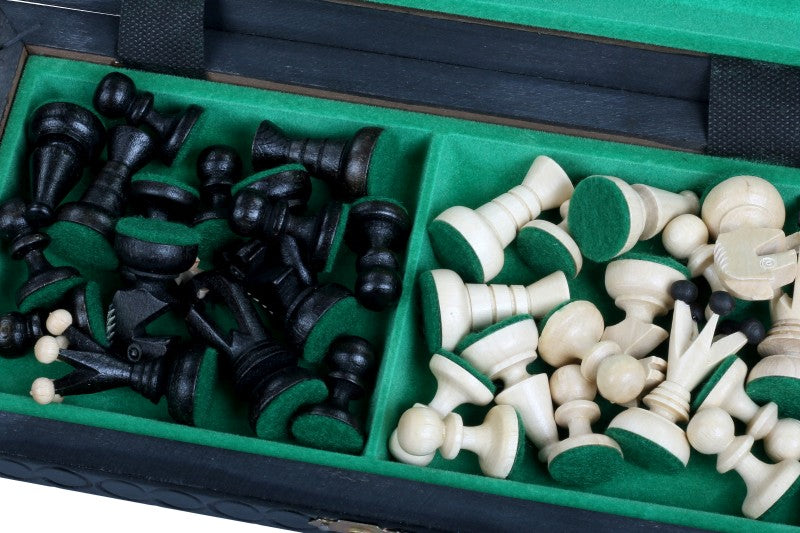 Jeu d'Echecs ROYAL Black en bois de charme, de petite taille (29 x 29cm) - Ensemble Complet - Jeu d'Echecs ROYAL Black en bois de charme, de petite taille (29 x 29cm) - Ensemble Complet