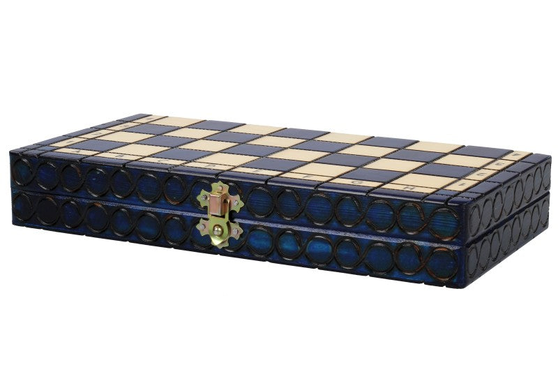 Jeu d'Echecs ROYAL Blue en bois de charme, de petite taille (29 x 29cm) - Ensemble Complet - Jeu d'Echecs ROYAL Blue en bois de charme, de petite taille (29 x 29cm) - Ensemble Complet