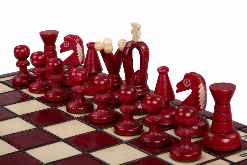 Jeu d'Echecs ROYAL Cherry en bois de charme, de petite taille (29 x 29cm) - Ensemble Complet - Jeu d'Echecs ROYAL Cherry en bois de charme, de petite taille (29 x 29cm) - Ensemble Complet