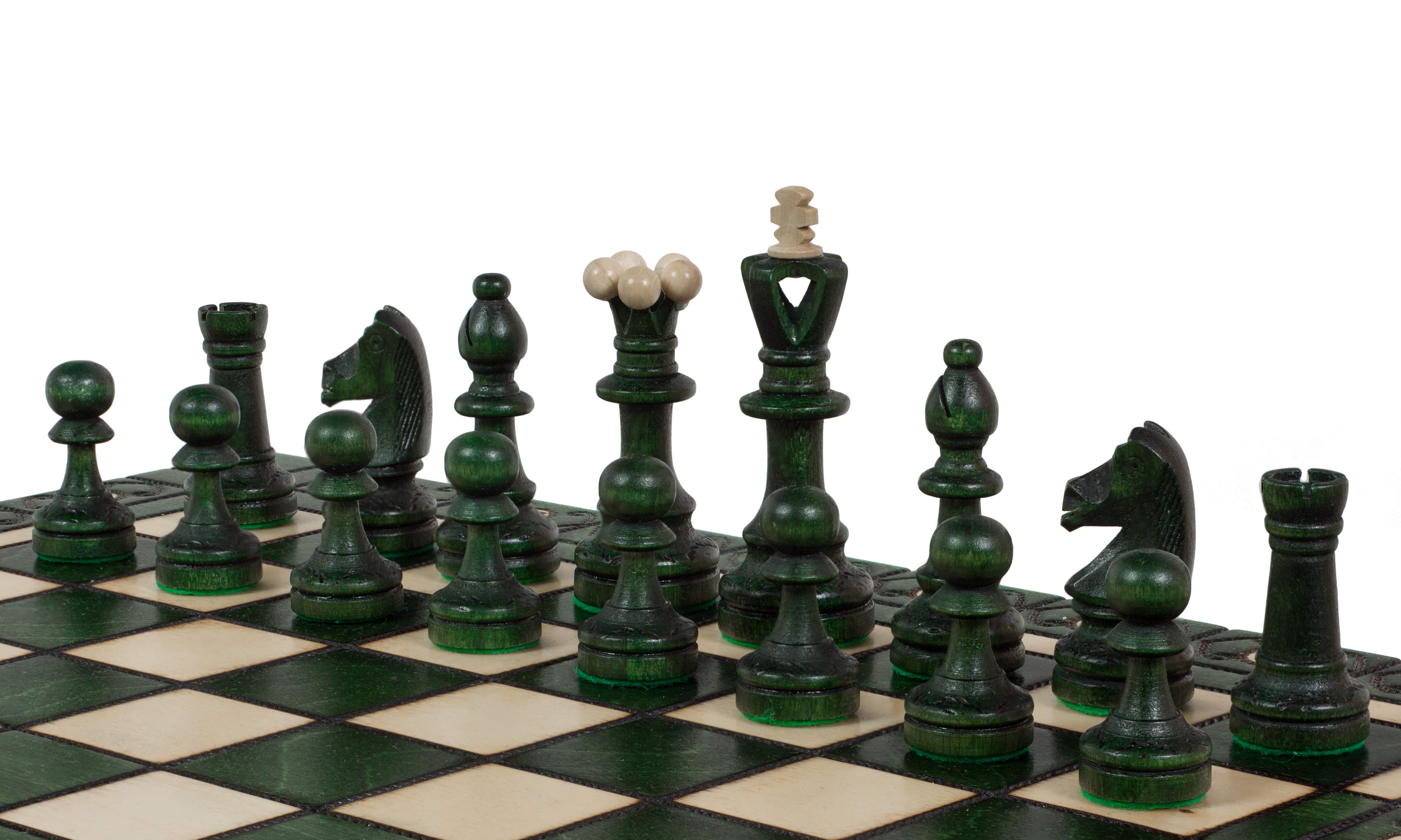 Jeu d'échecs SENATEUR Vert en bois de charme, de taille moyenne (41 x 41cm) - Ensemble Complet d'une nouvelle gamme - Jeu d'échecs SENATEUR Vert en bois de charme, de taille moyenne (41 x 41cm) - Ensemble Complet d'une nouvelle gamme