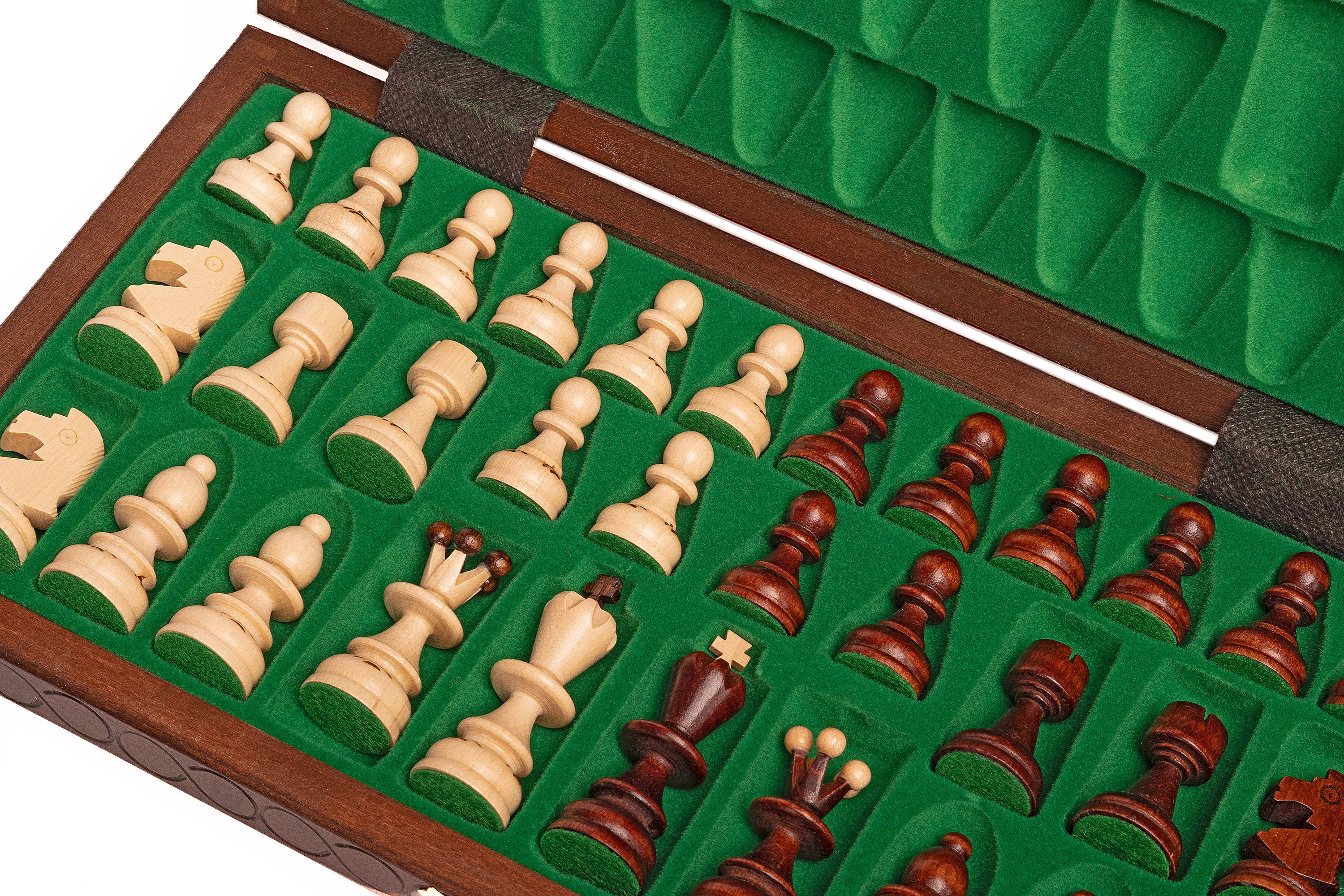 Jeu d'échecs PERLE Marron en bois de hêtre, de taille moyenne (36 x 36cm) - Ensemble Complet - Jeu d'échecs PERLE Marron en bois de hêtre, de taille moyenne (36 x 36cm) - Ensemble Complet