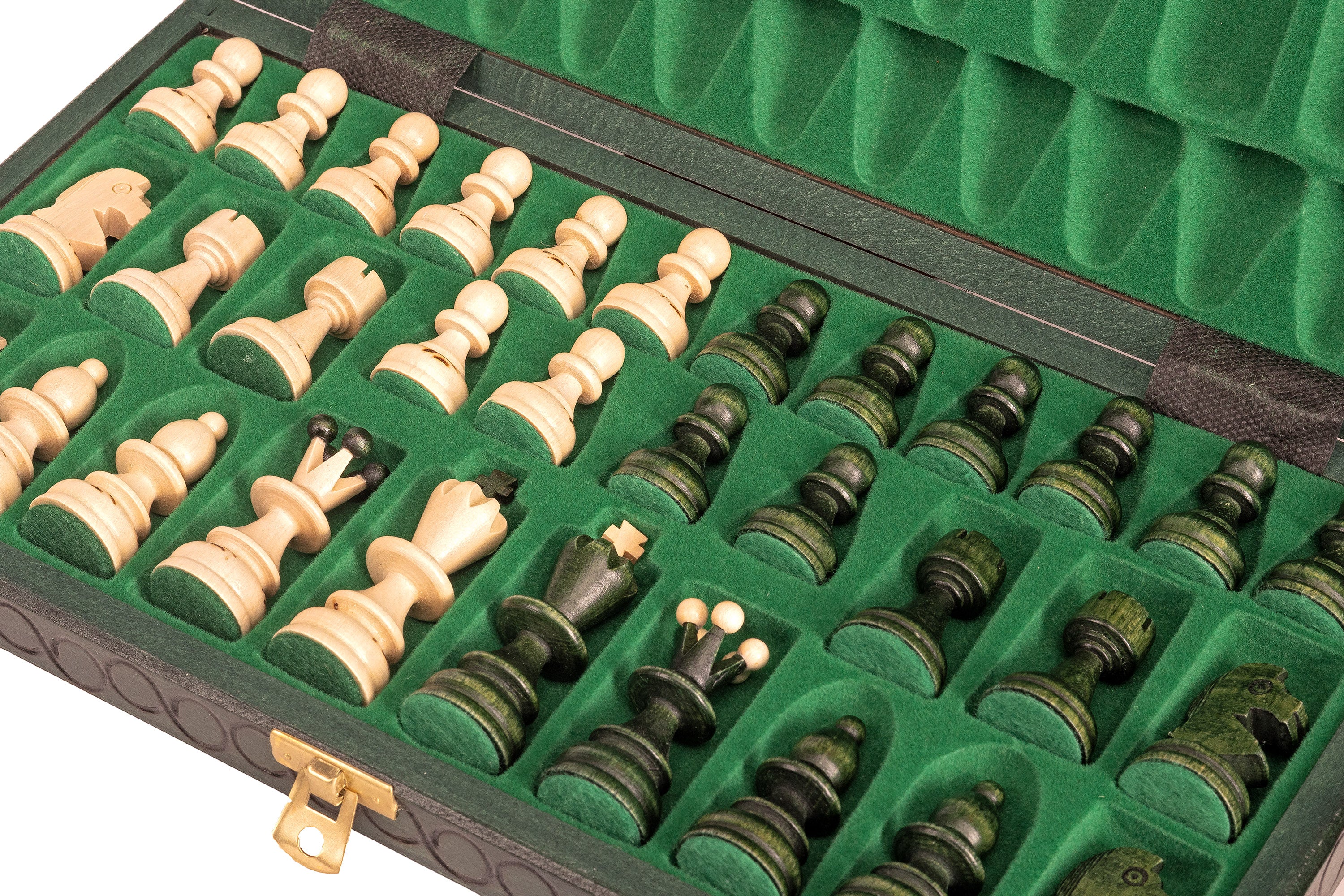 Jeu d'échecs PERLE Vert en bois de hêtre, de taille moyenne (36 x 36cm) - Ensemble Complet couleur verte - Jeu d'échecs PERLE Vert en bois de hêtre, de taille moyenne (36 x 36cm) - Ensemble Complet couleur verte