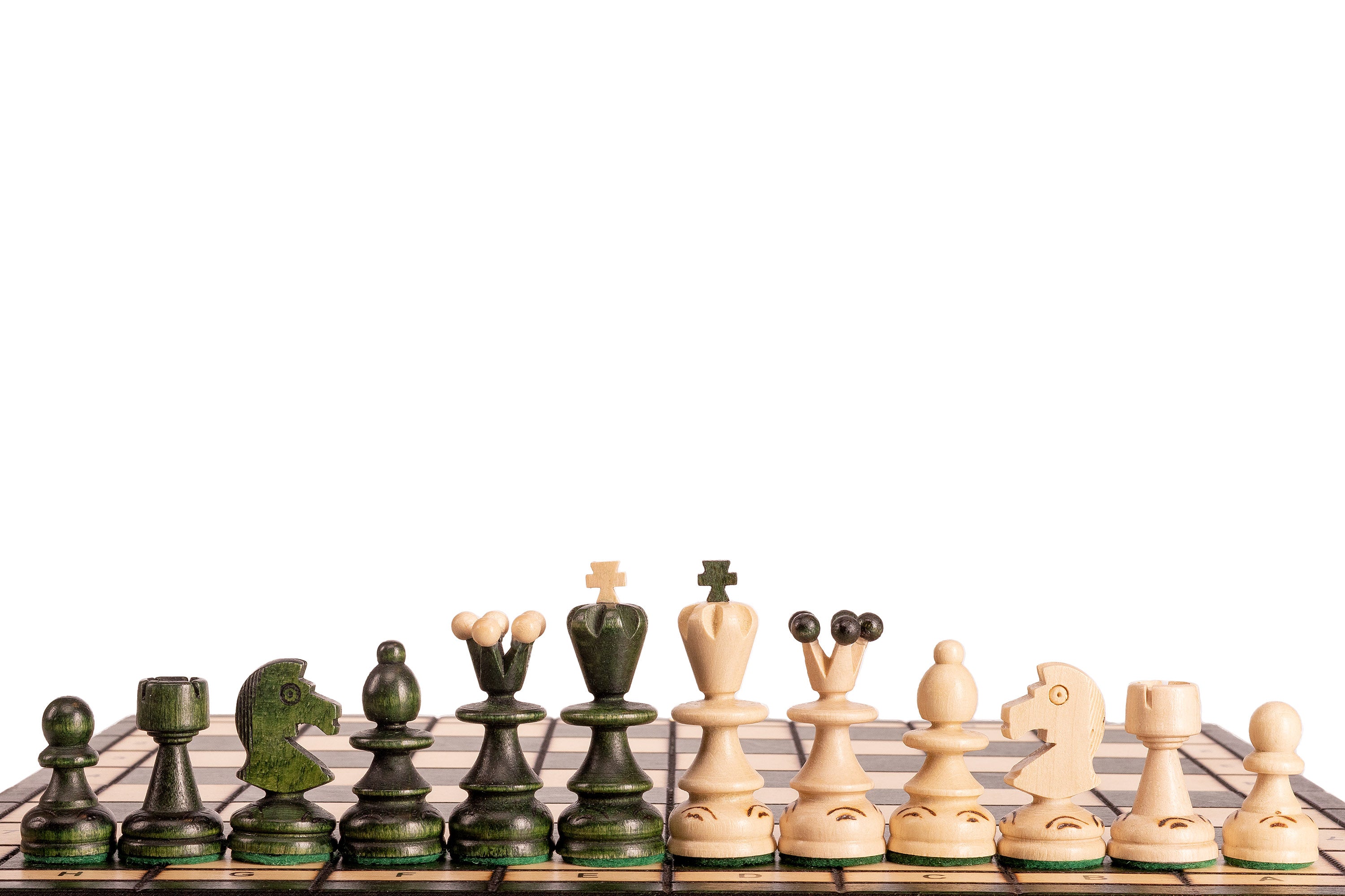 Jeu d'échecs PERLE Vert en bois de hêtre, de taille moyenne (36 x 36cm) - Ensemble Complet couleur verte - Jeu d'échecs PERLE Vert en bois de hêtre, de taille moyenne (36 x 36cm) - Ensemble Complet couleur verte