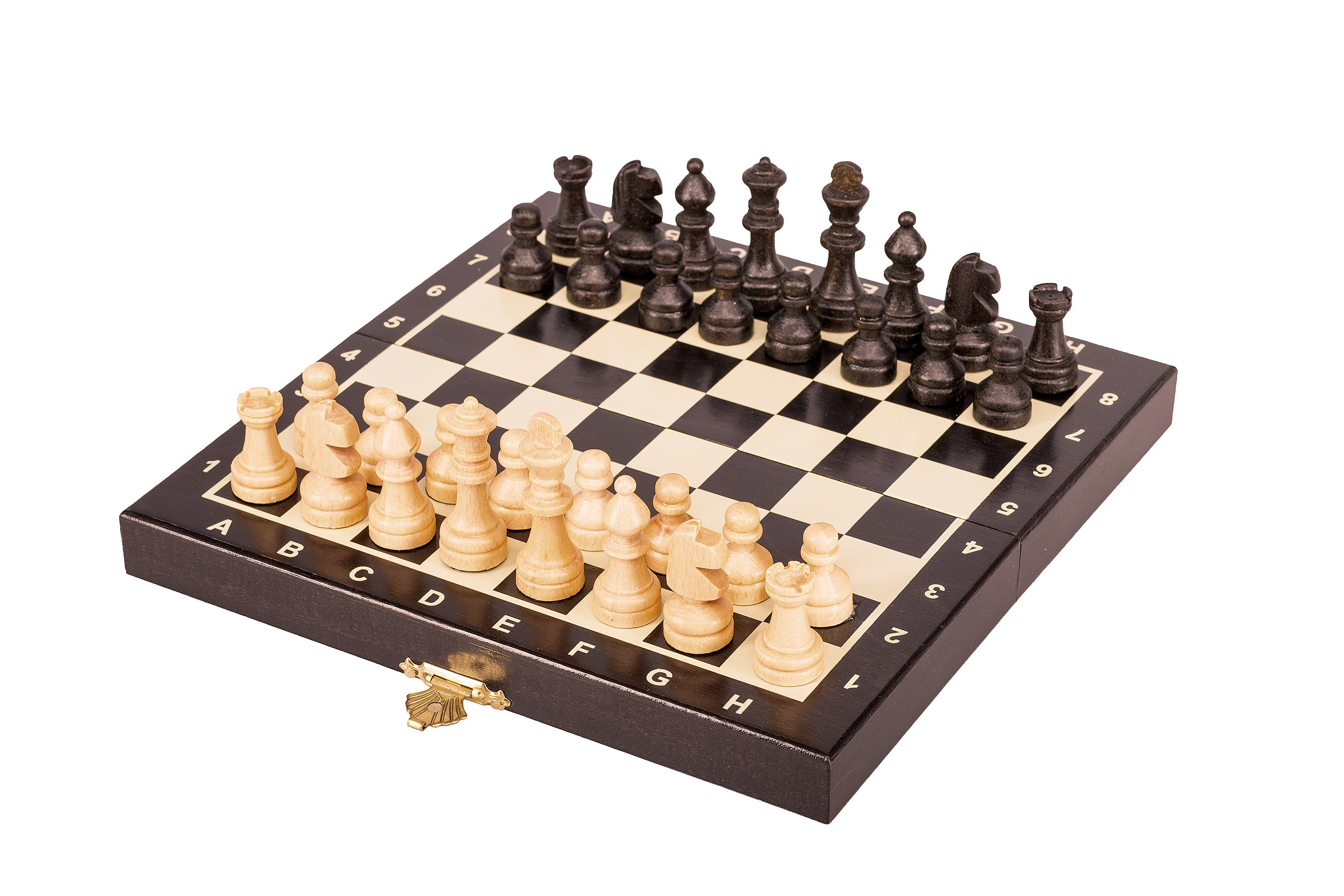 Jeu d'échecs MAGNETIQUE MINI Black en bois de charme, pliant, de petite taille (20 x 20cm) - Ensemble Complet - Jeu d'échecs MAGNETIQUE MINI Black en bois de charme, pliant, de petite taille (20 x 20cm) - Ensemble Complet