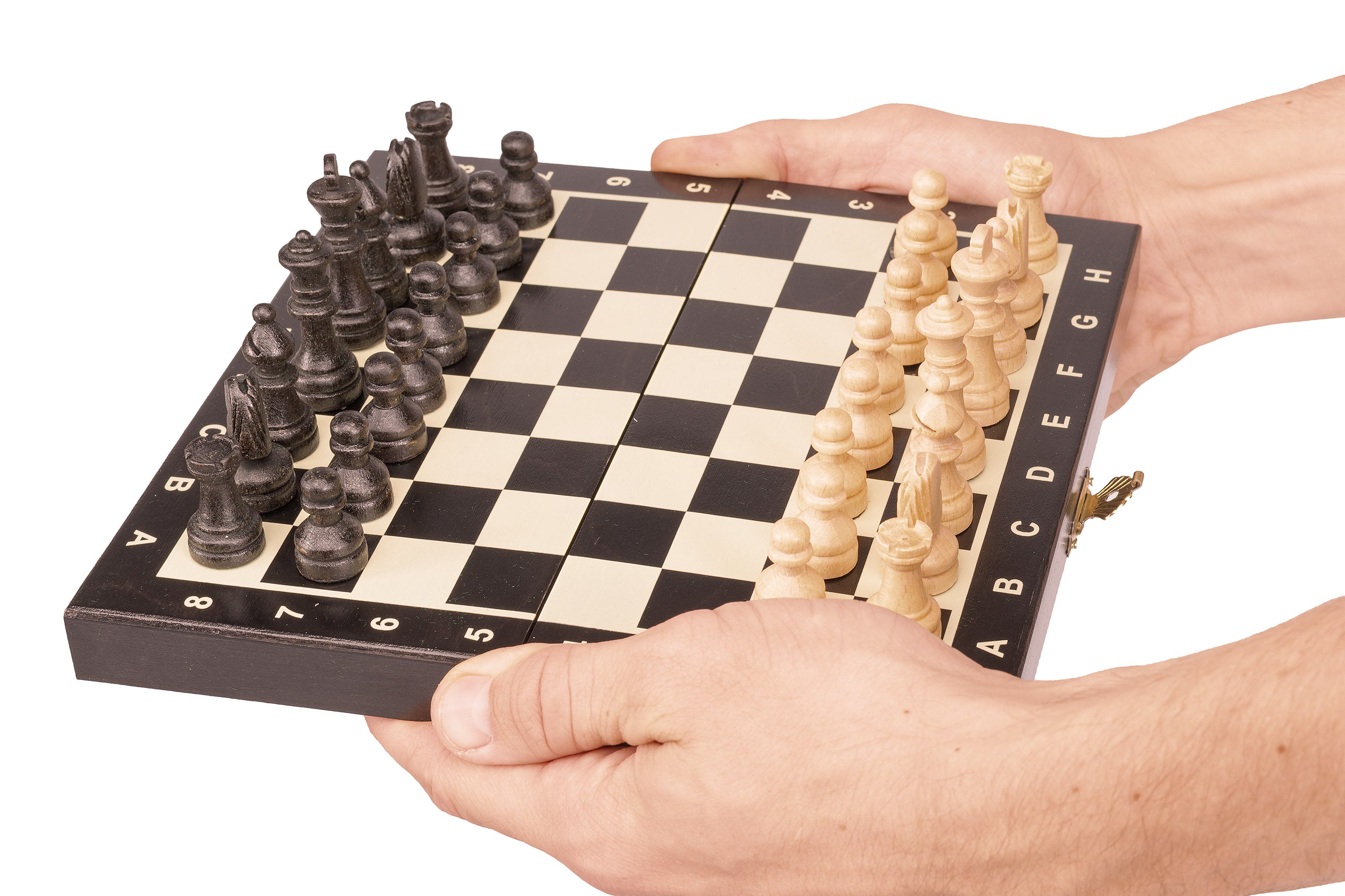 Jeu d'échecs MAGNETIQUE MINI Black en bois de charme, pliant, de petite taille (20 x 20cm) - Ensemble Complet - Jeu d'échecs MAGNETIQUE MINI Black en bois de charme, pliant, de petite taille (20 x 20cm) - Ensemble Complet