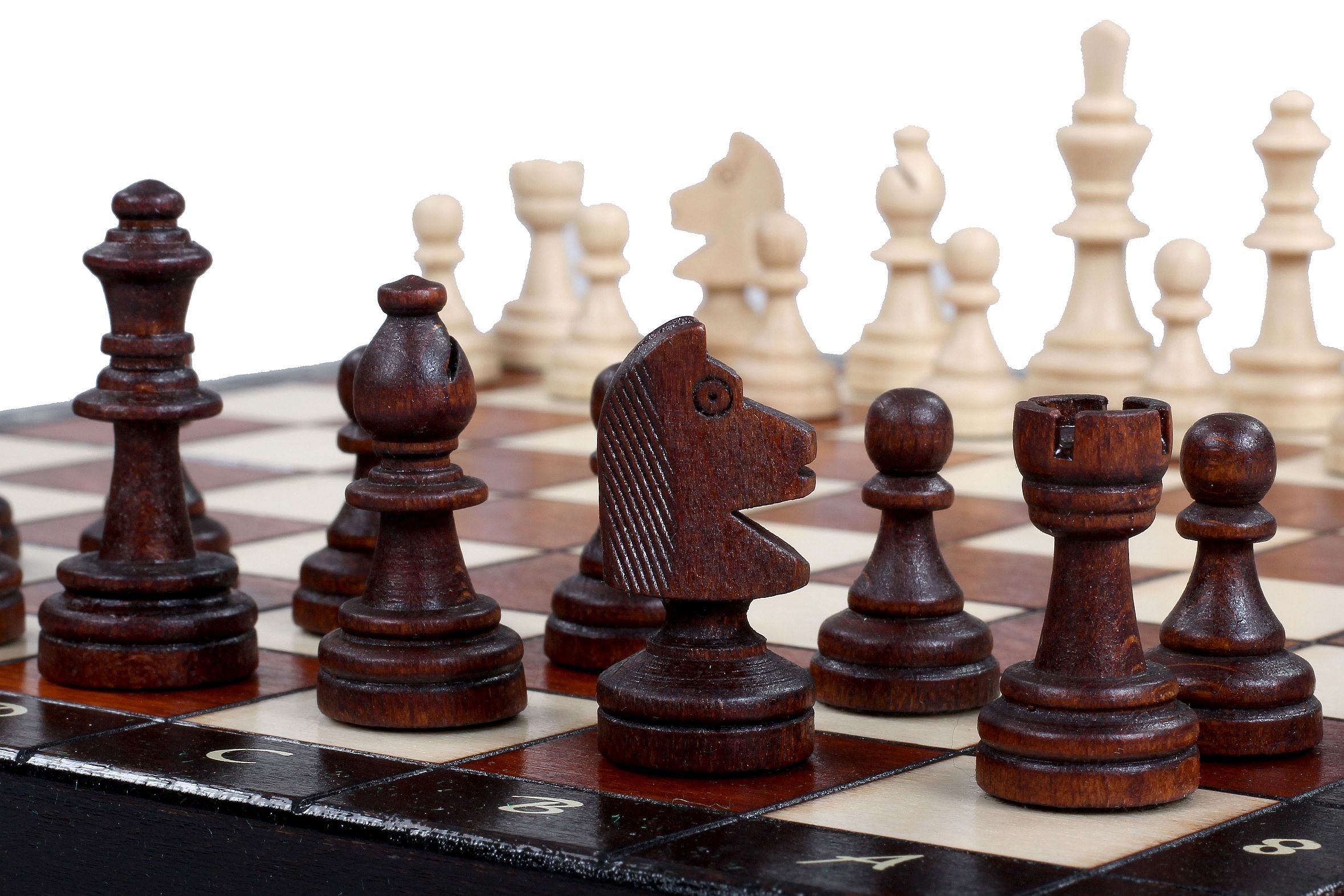 Jeu d'échecs MAGNETIQUE en bois de charme, pliant, de petite taille (28 x 28cm) - Ensemble Complet - Jeu d'échecs MAGNETIQUE en bois de charme, pliant, de petite taille (28 x 28cm) - Ensemble Complet