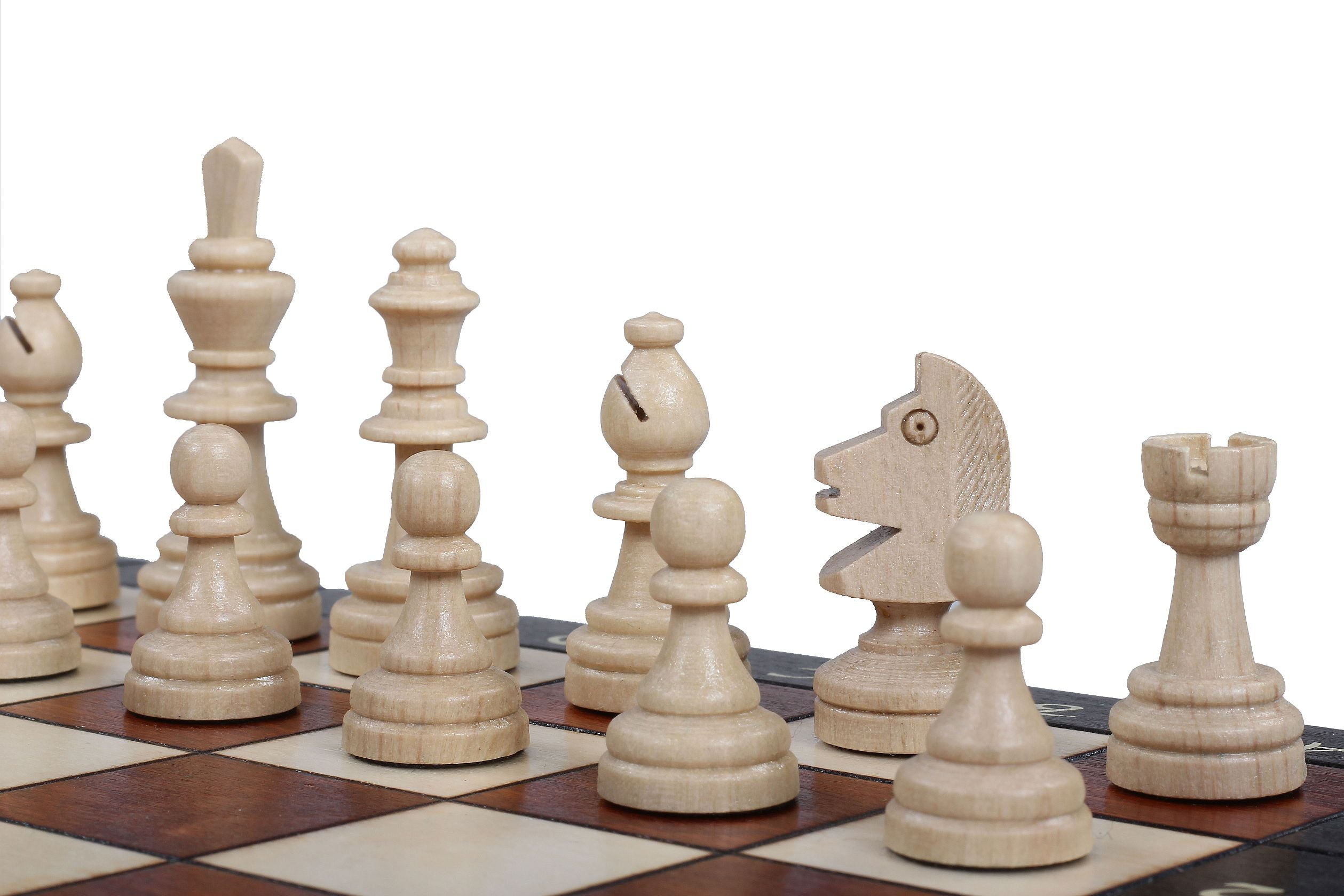 Jeu d'échecs MAGNETIQUE en bois de charme, pliant, de petite taille (28 x 28cm) - Ensemble Complet - Jeu d'échecs MAGNETIQUE en bois de charme, pliant, de petite taille (28 x 28cm) - Ensemble Complet